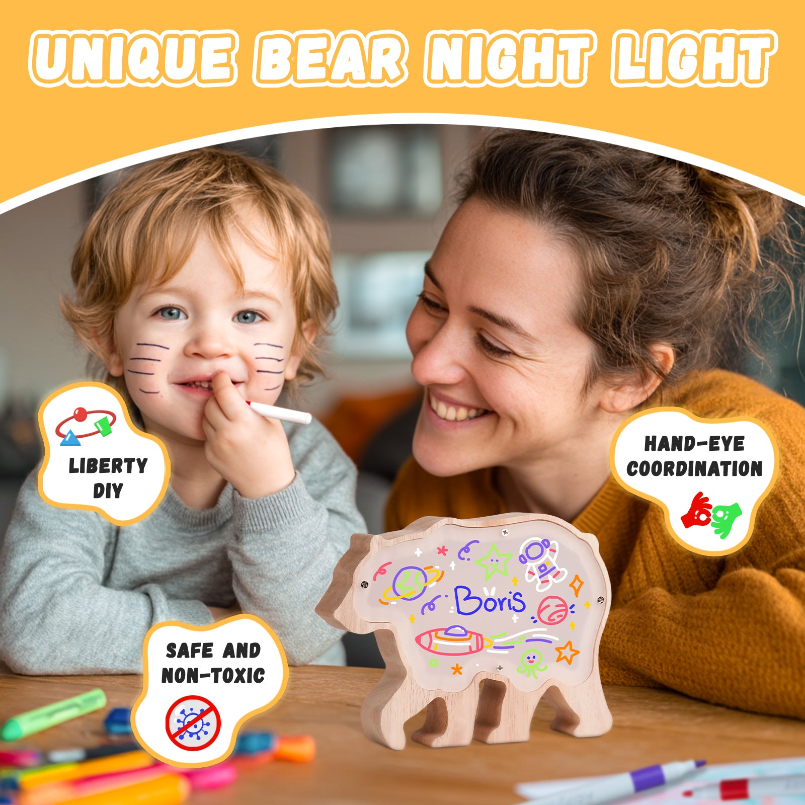 Bear Lamp Kit: DIY, Paintable, Perfect for Kids