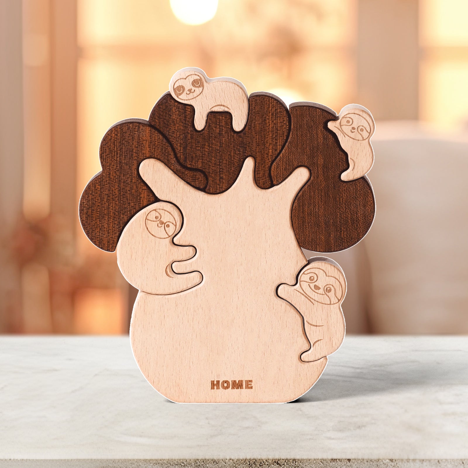 "Sloth Sanctuary" Wooden Hugging Statue - Charming Slow Living Decor & Gift