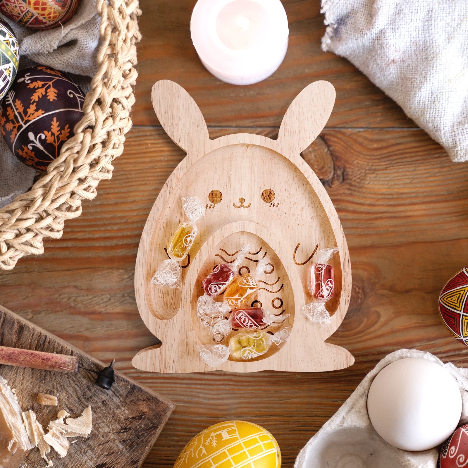Easter Bunny Wooden Tray: Charming Spring Decor & Functional Gift