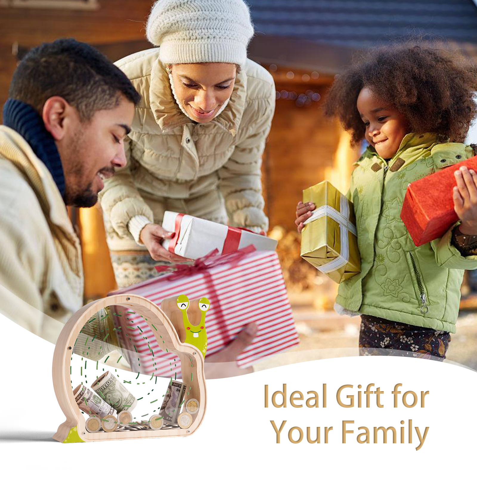 Wooden Snail Coin Bank - Charming Hand-Paintable Money Box & Decorative Gift