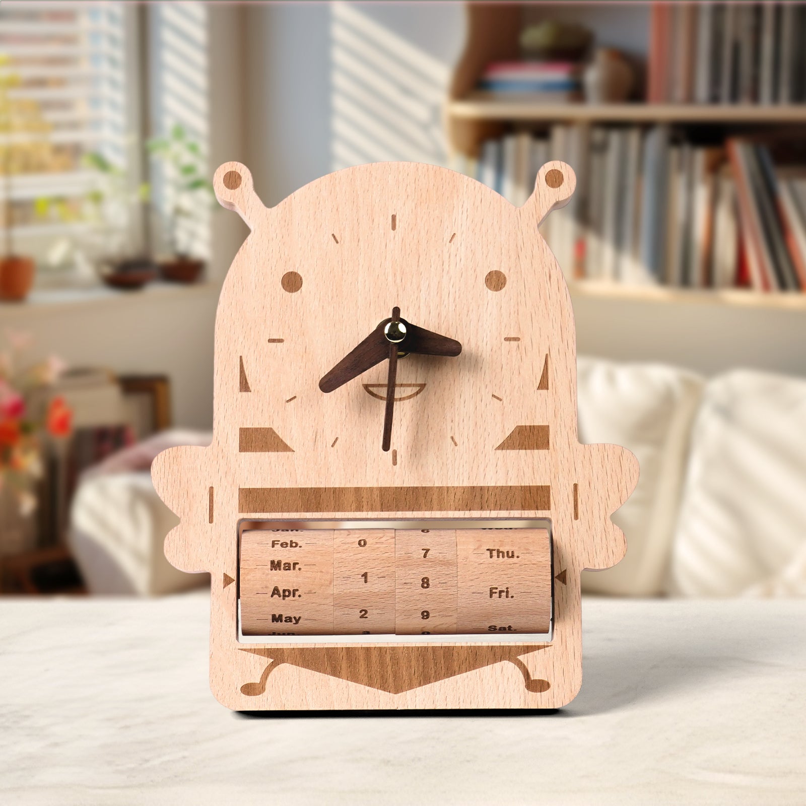 Honeybee Wooden Calendar Clock - Charming Functional Decor & Gift