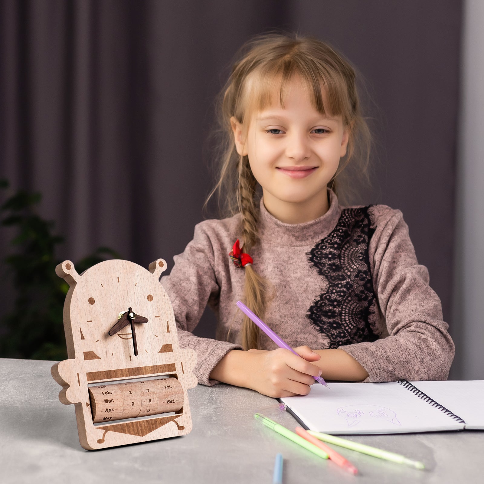 Honeybee Wooden Calendar Clock - Charming Functional Decor & Gift