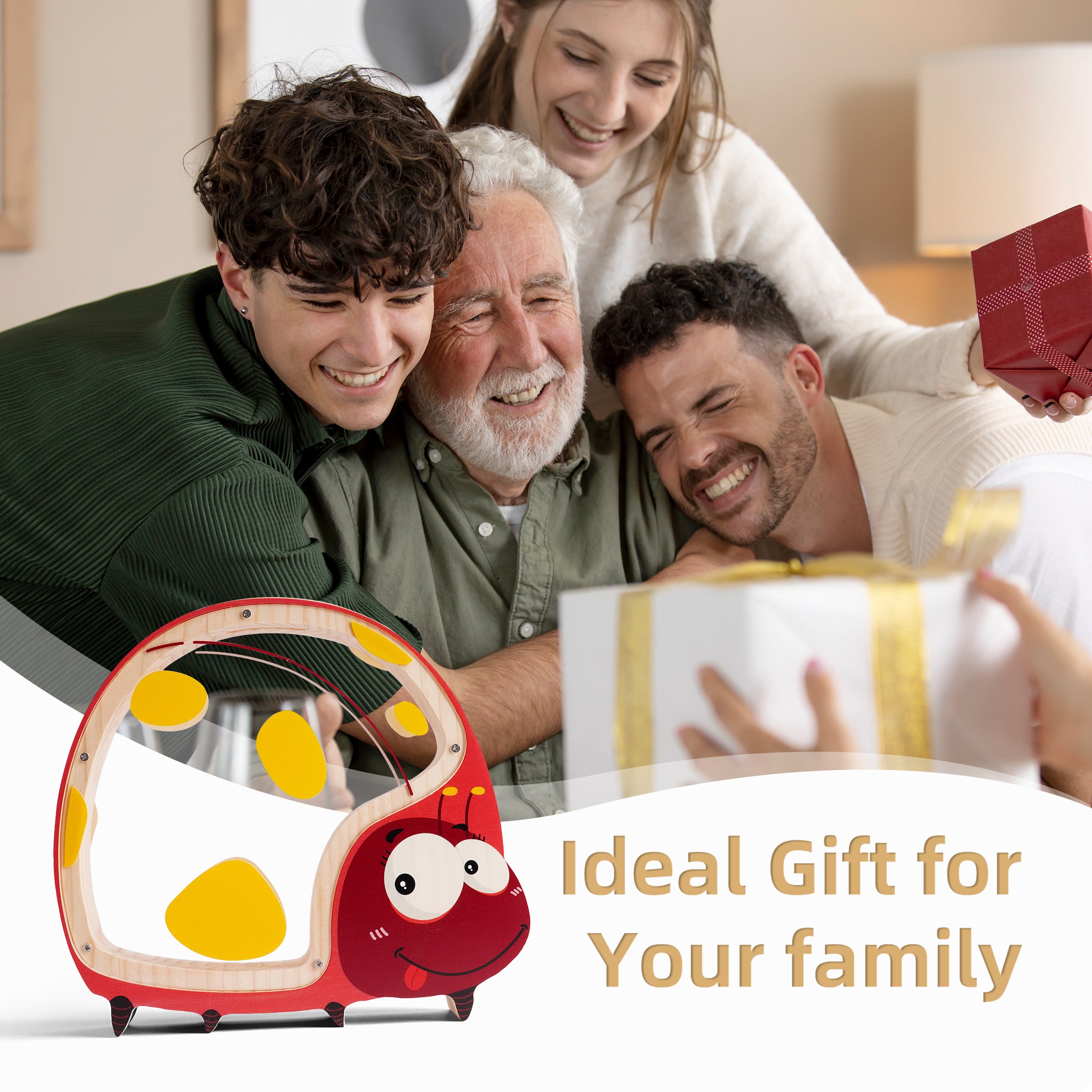 Wooden Ladybug Piggy Bank - Adorable & Educational Money Box for Kids