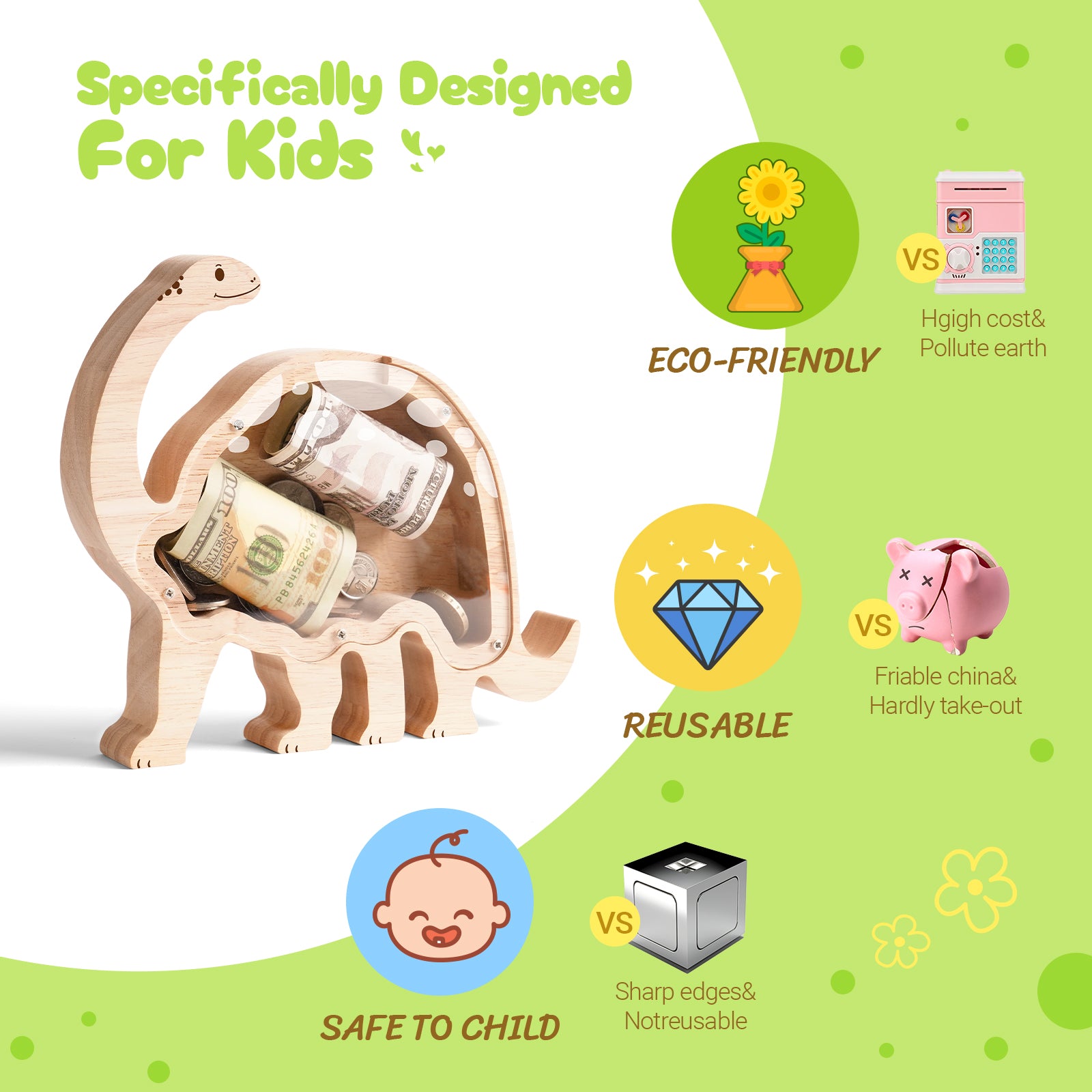 Brachiosaurus Piggy Bank: Unbreakable, Cute, Personalized Gift