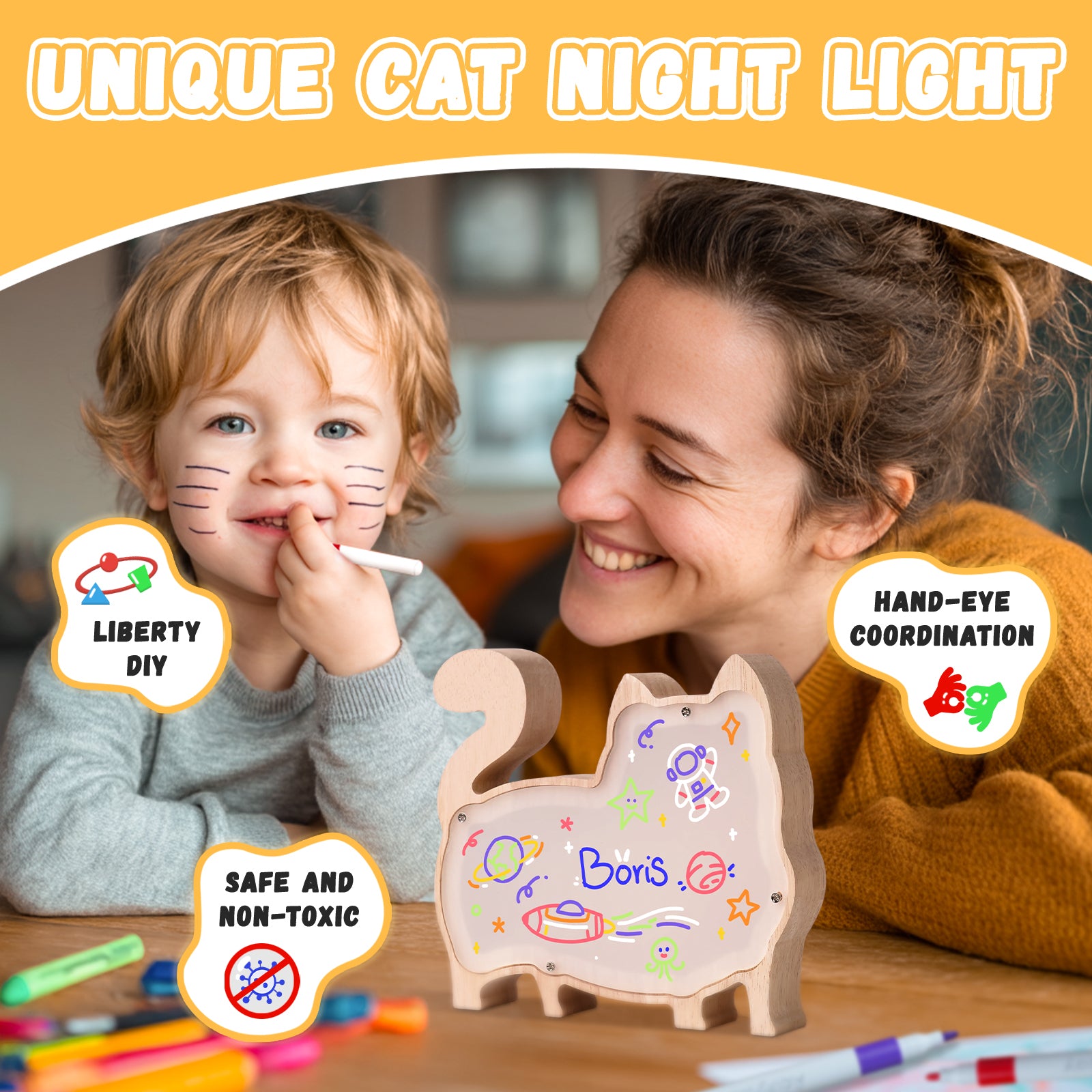 Cat Lamp Kit: DIY, Paintable, Great for Kids