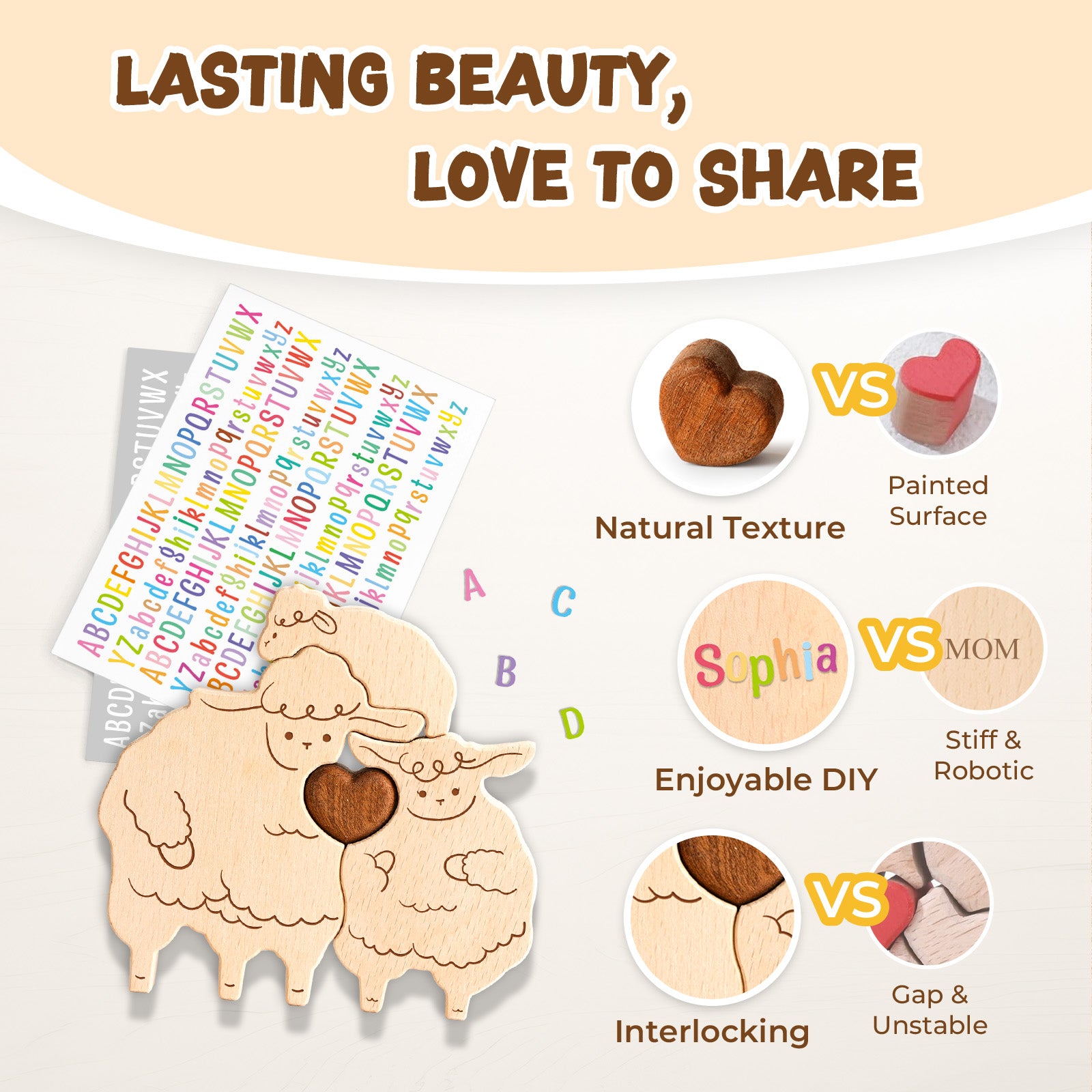 Wooden Sheep Family Set - Adorable Farmhouse Decor & Personalized Gift for All Occasions