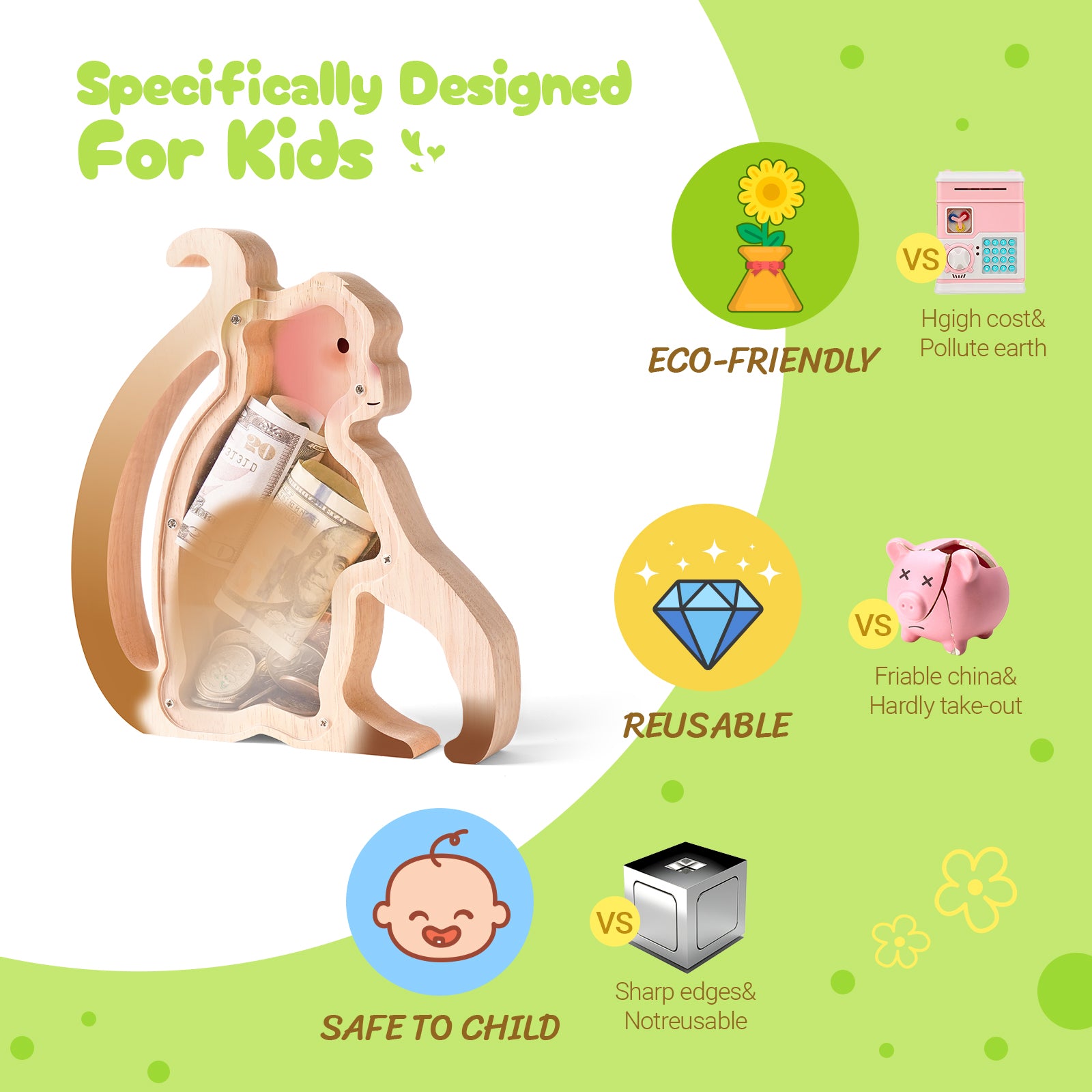 Monkey Piggy Banks: Cute, Unbreakable, Safe, Ideal for Kids