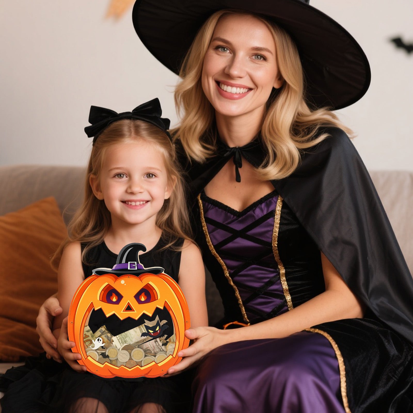 Halloween Pumpkin Transparent Coin Bank – Cute Jack-o'-Lantern Money Saver for Kids & Holiday Decor