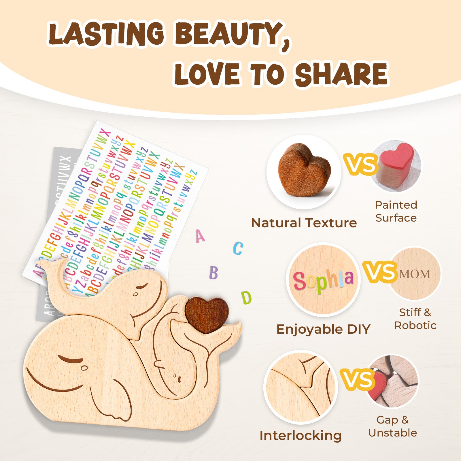 Wooden Whale Family Set - Adorable Home Decor & Meaningful Gift for Loved Ones