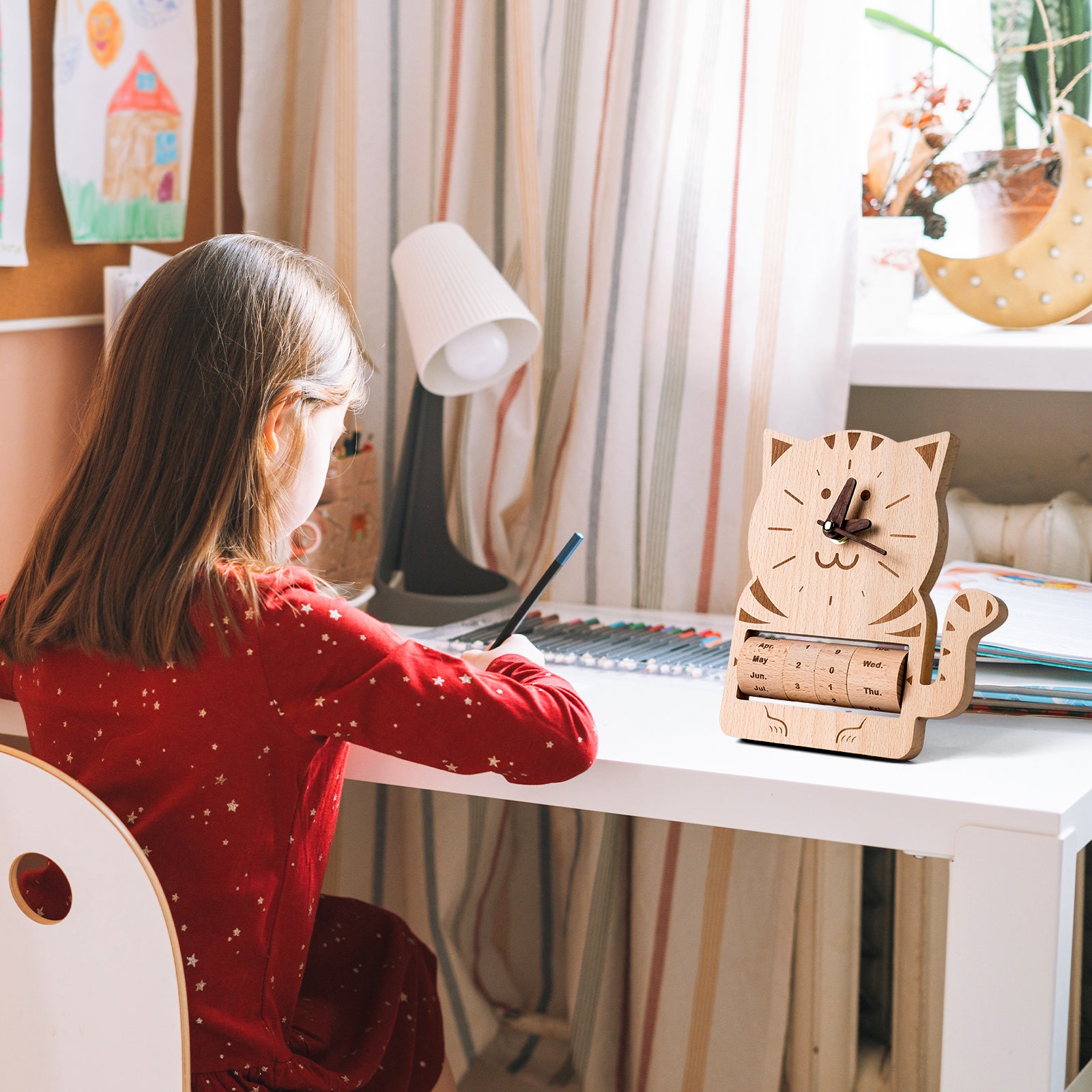 Whimsical Cat Calendar Clock - Purr-fect Timekeeper & Desk Decor