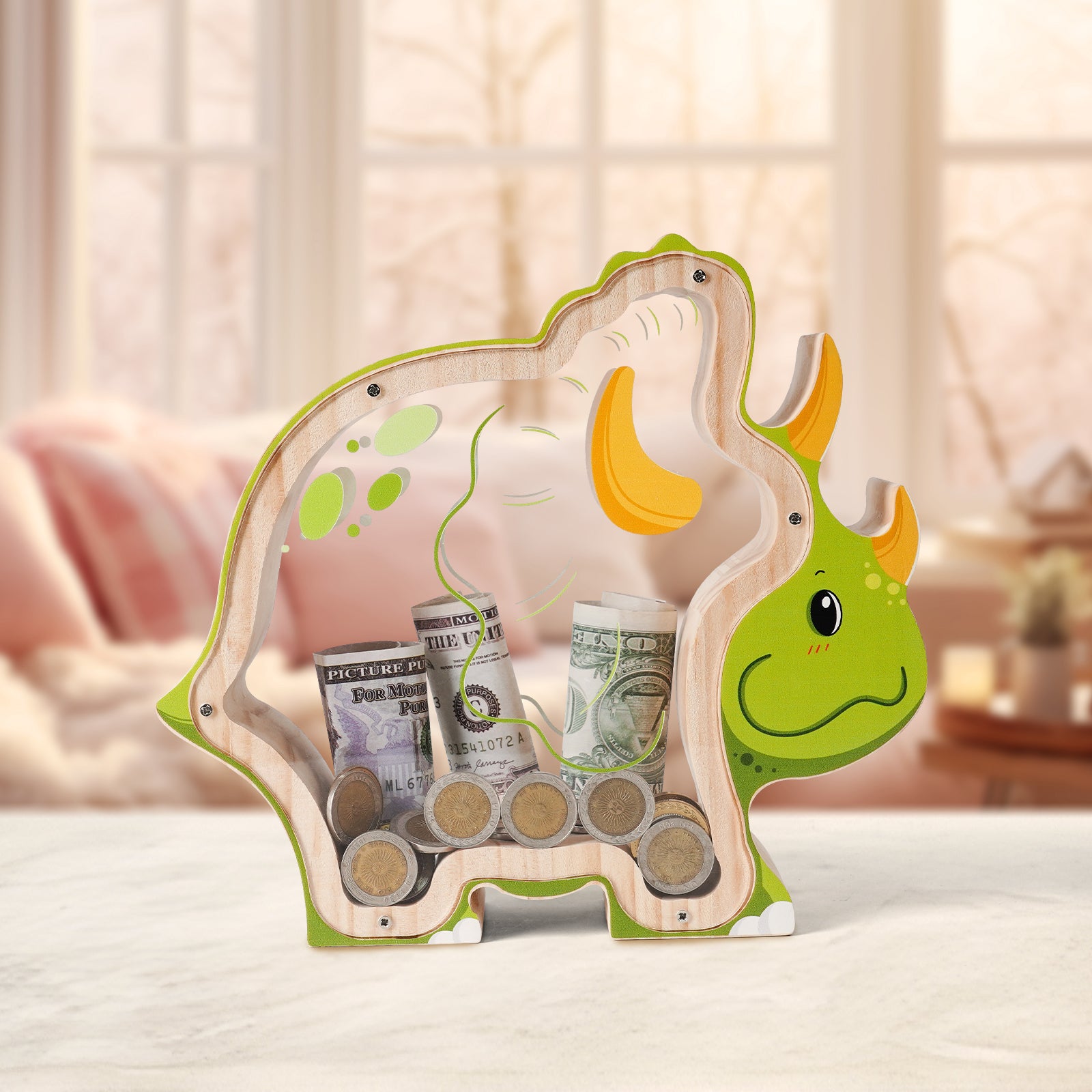 Triceratops Coin Bank: Fun, Hand-Painted, Kids' Room Decor & Gift
