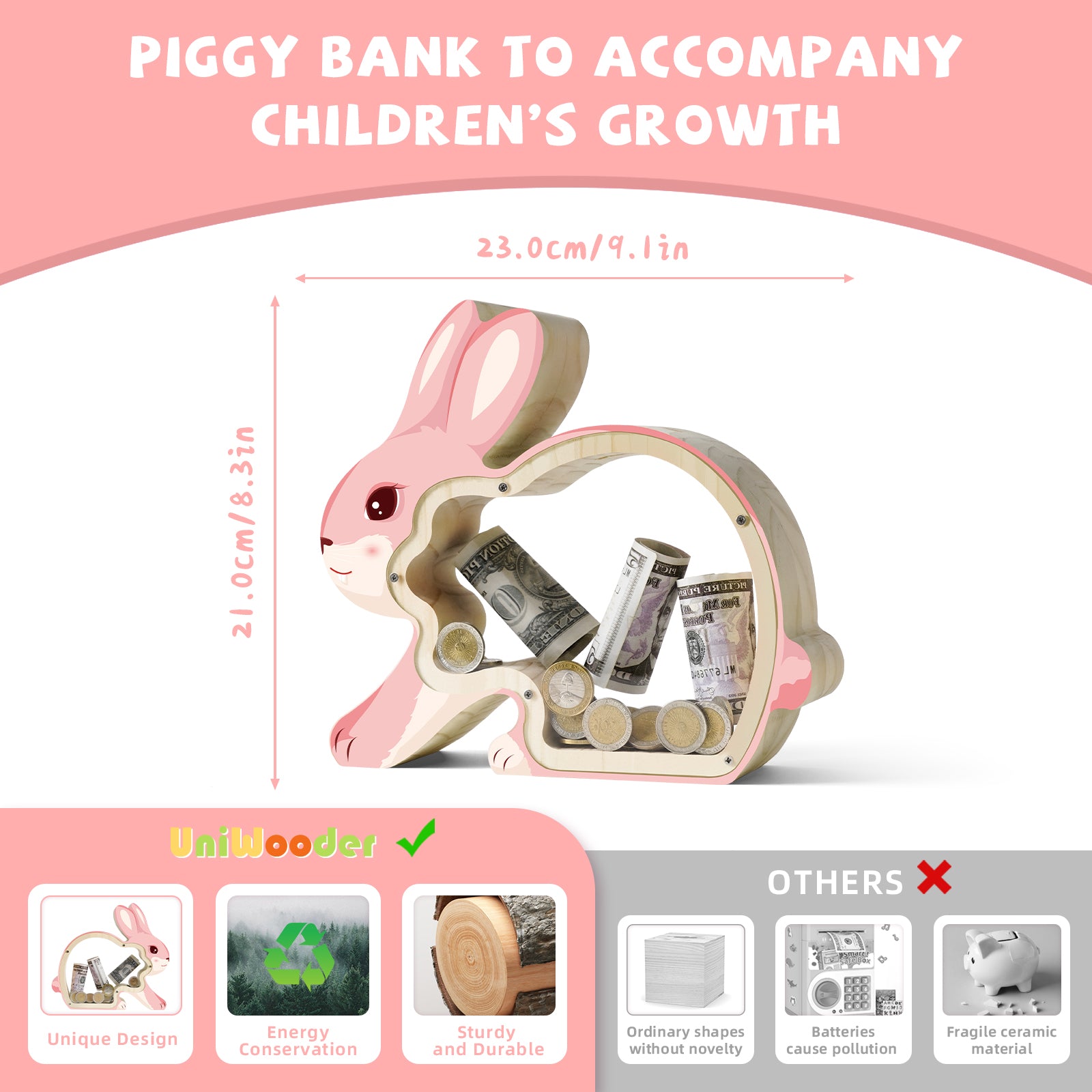 Bunny Coin Bank: Handcrafted, Cute, Perfect Gift