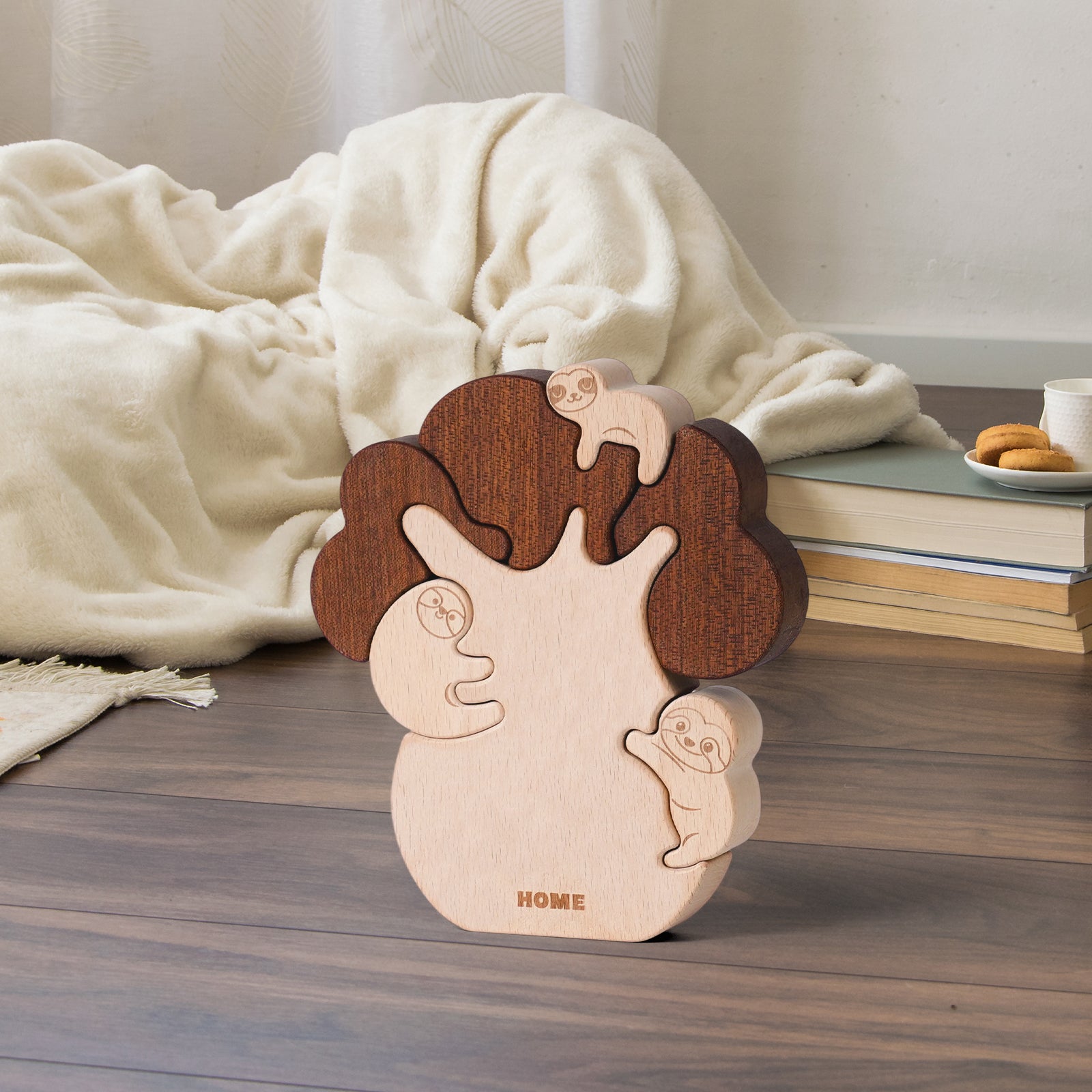 "Sloth Sanctuary" Wooden Hugging Statue - Charming Slow Living Decor & Gift