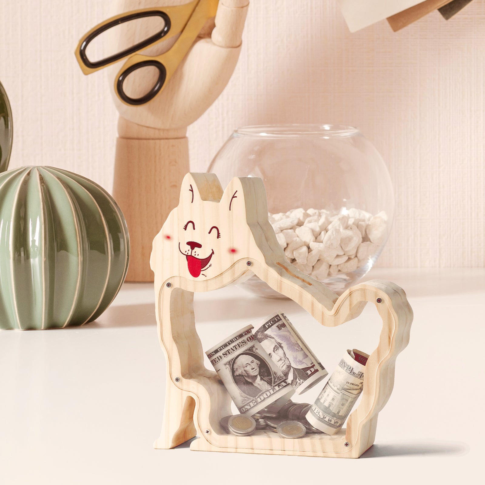 Cute Samoyed Dog Coin Bank: Adorable, Hand-Painted Gift for Kids, Teens, Adults