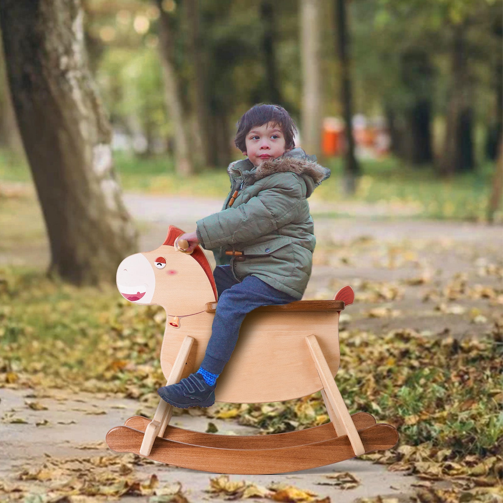 Classic Wooden Rocking Horse - Timeless Ride-On Toy for Toddlers