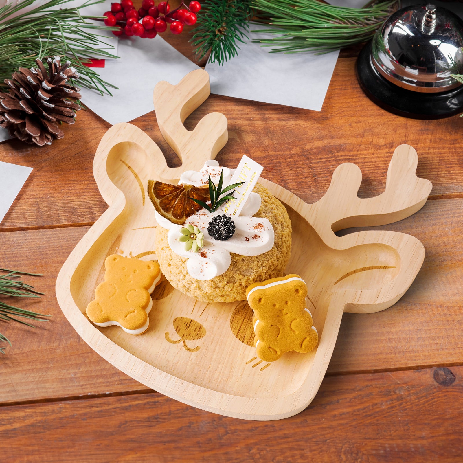 Enchanted Reindeer Wooden Tray - Festive Holiday Serving Platter & Cherished Gift