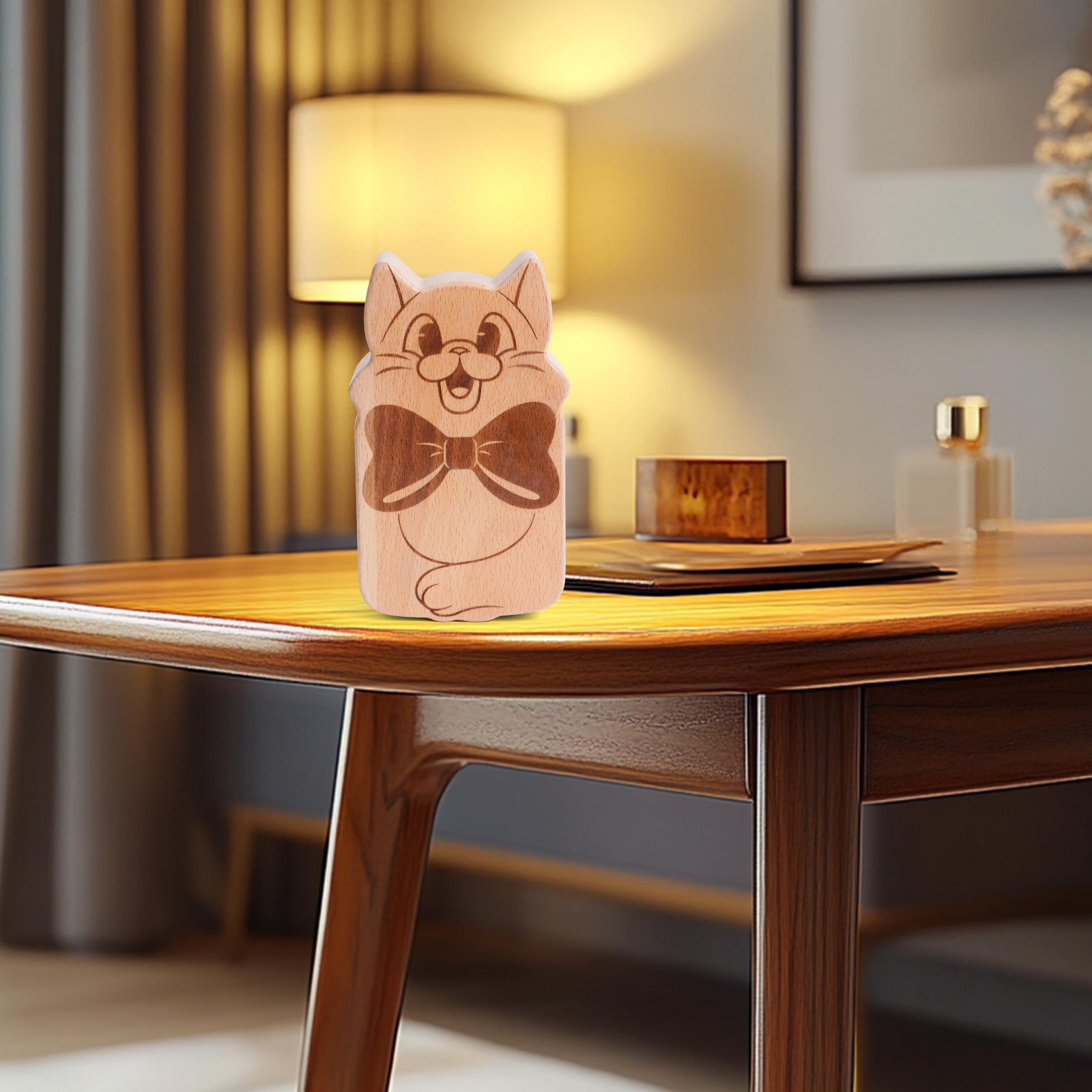 Whimsical Cat-Shaped Jewelry Box - Handcrafted Wooden Keepsake with Magnetic Closure