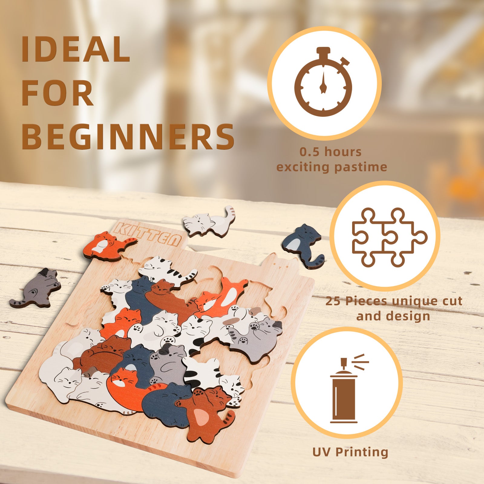 Kitty Friends Big-Piece Wooden Puzzle for Kids 🐱