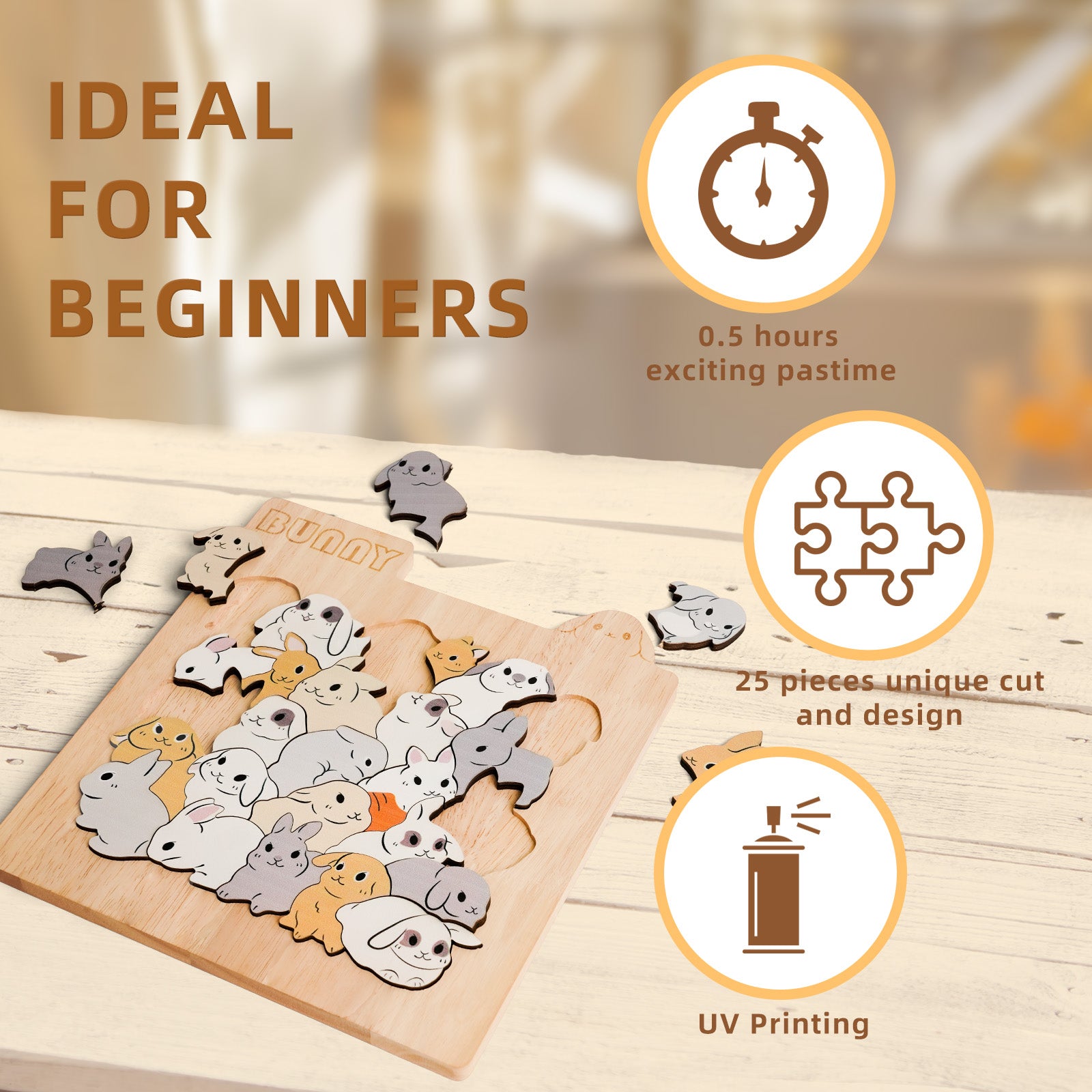 🐰Bunny Friends Big-Piece Wooden Puzzle for Kids