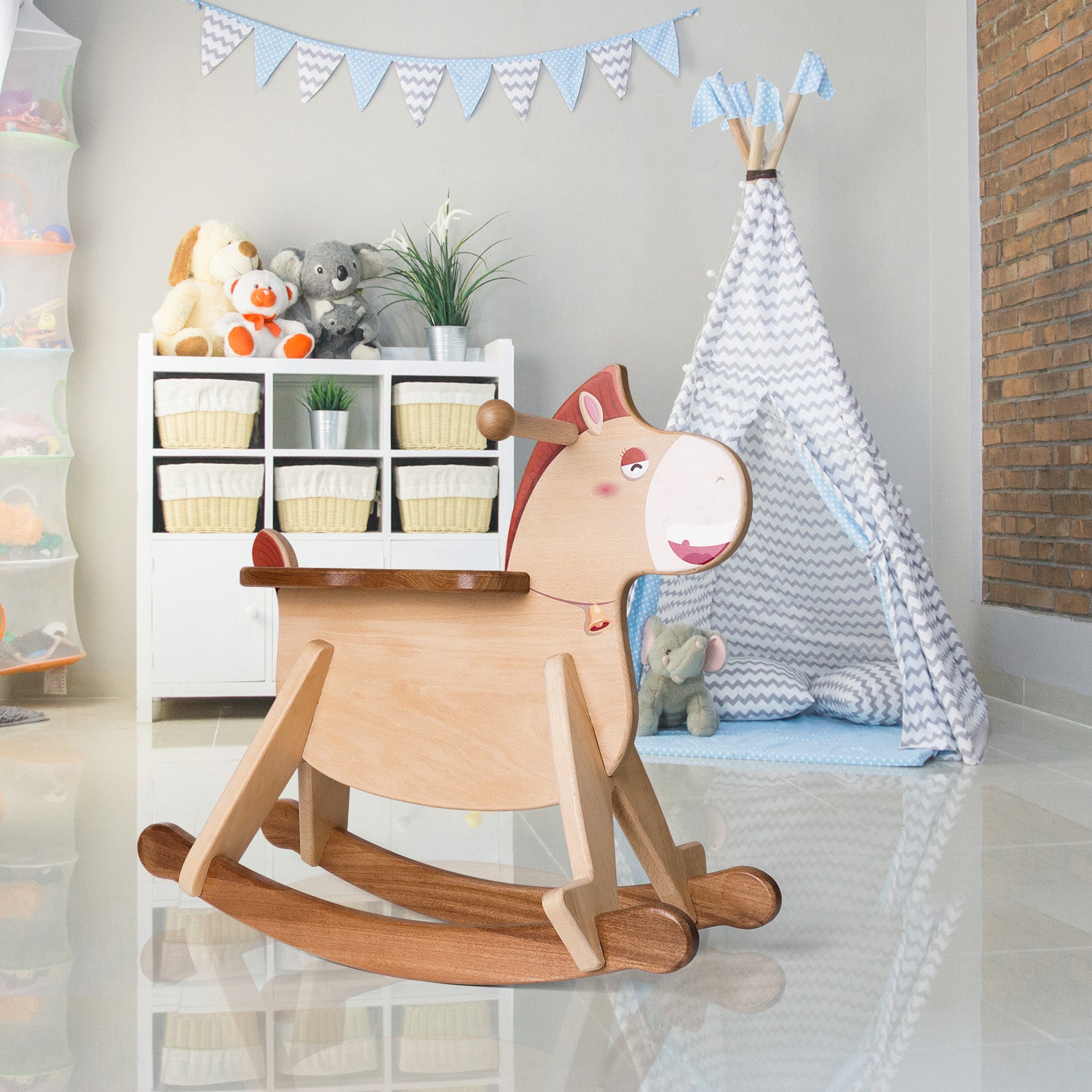Classic Wooden Rocking Horse - Timeless Ride-On Toy for Toddlers
