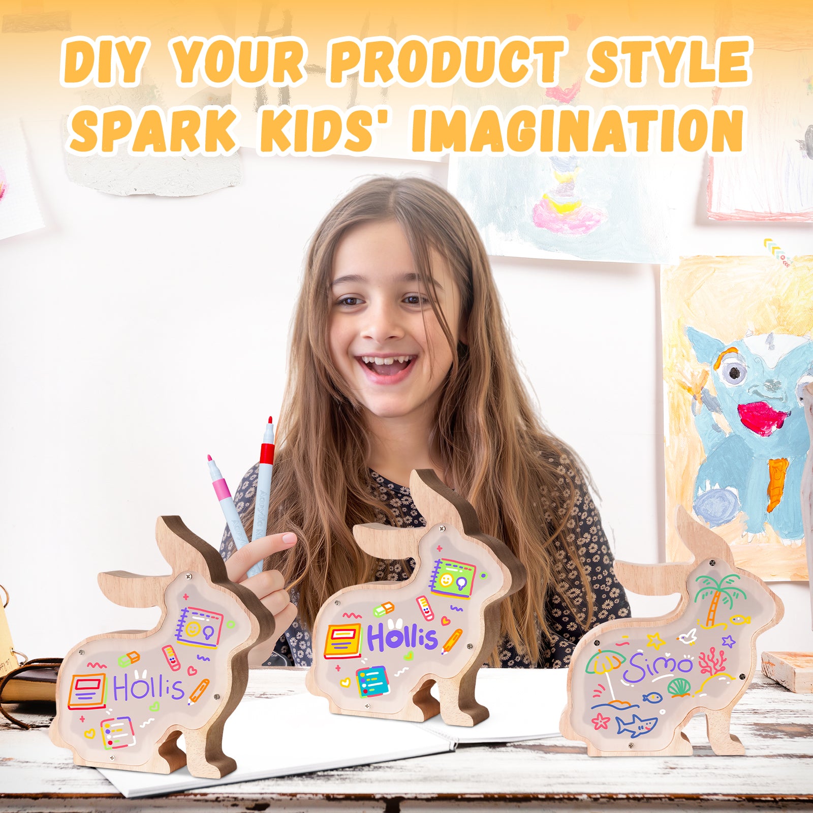 Rabbit Lamp Kit: DIY, Paintable, Perfect for Kids