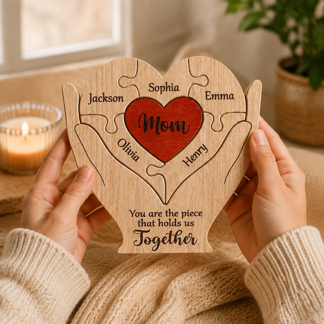 Custom Shaped Wooden Art Puzzle - Love Never Fades