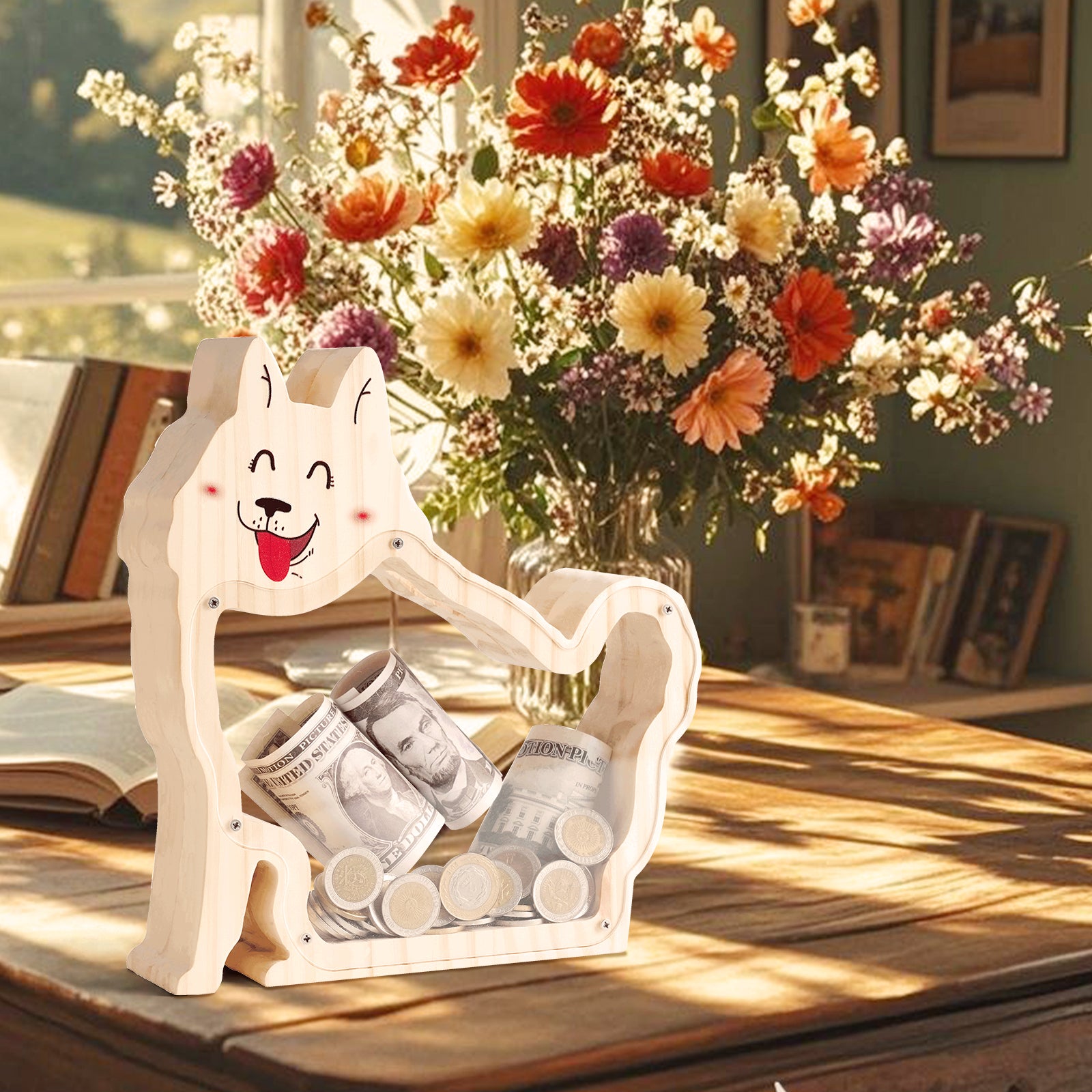 Cute Samoyed Dog Coin Bank: Adorable, Hand-Painted Gift for Kids, Teens, Adults