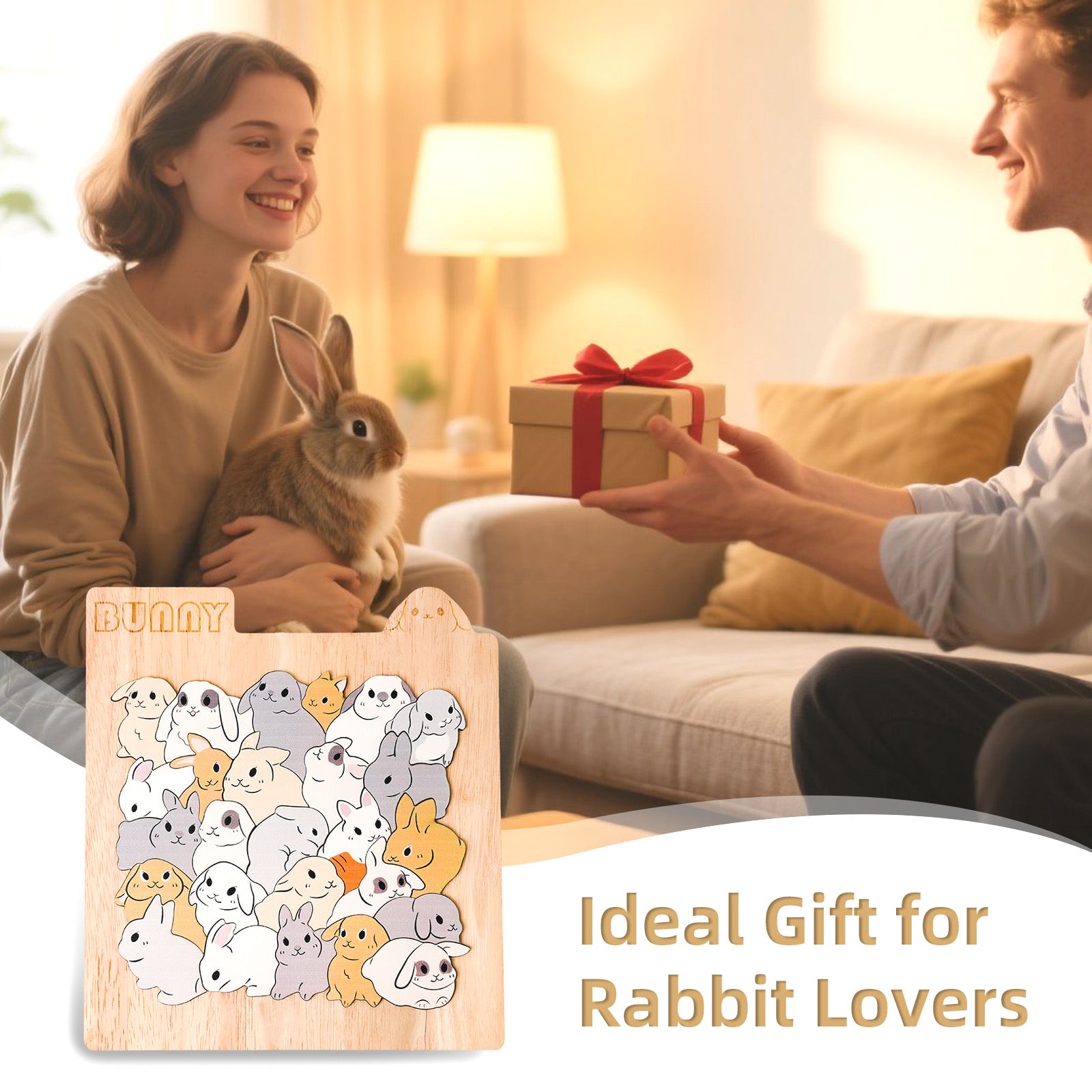 🐰Bunny Friends Big-Piece Wooden Puzzle for Kids