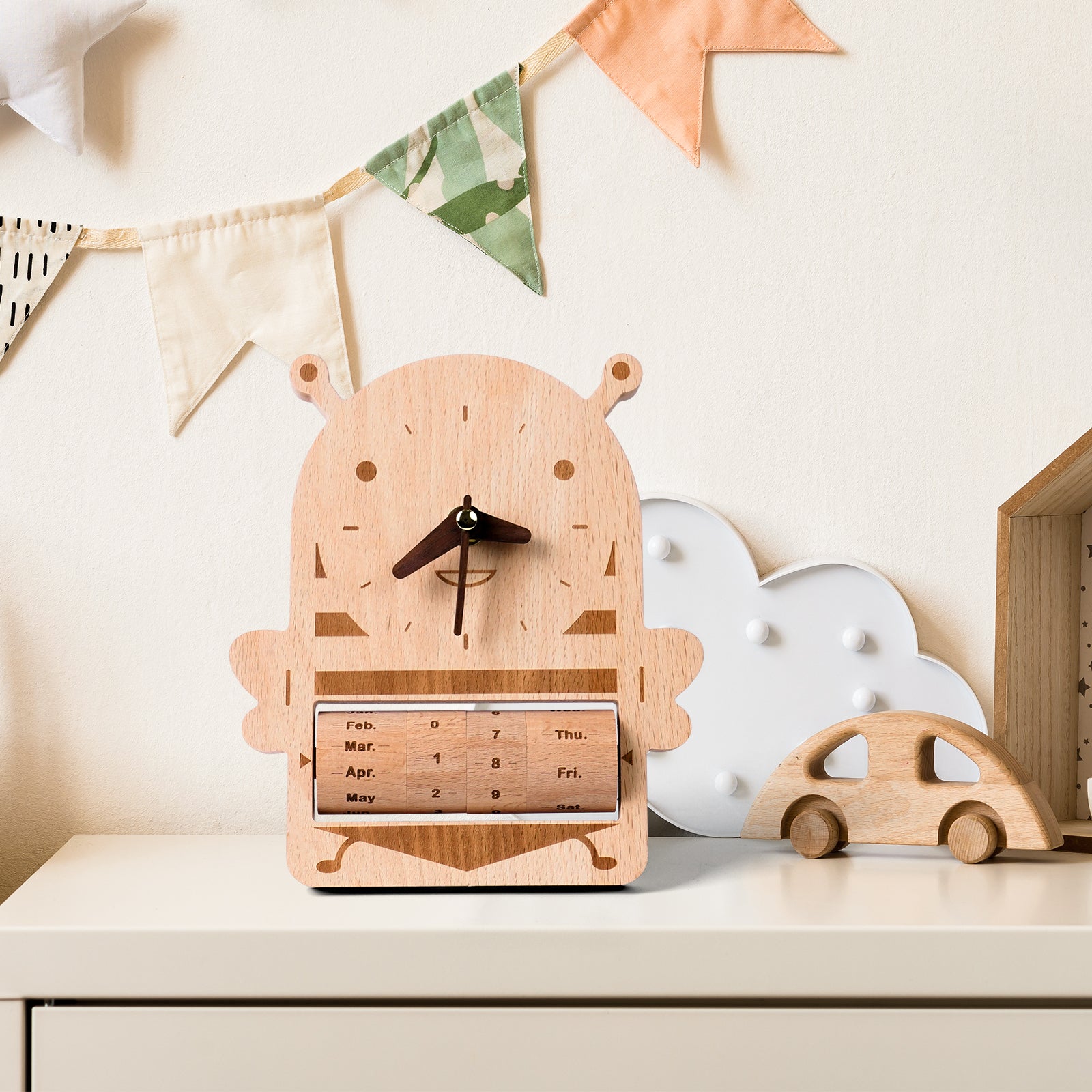 Honeybee Wooden Calendar Clock - Charming Functional Decor & Gift