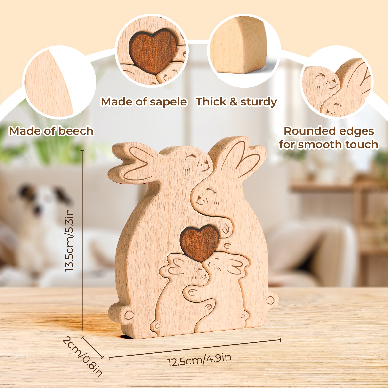 Wooden Rabbit Family Set - Heartwarming Home Decor & Personalized Gift for Every Occasion