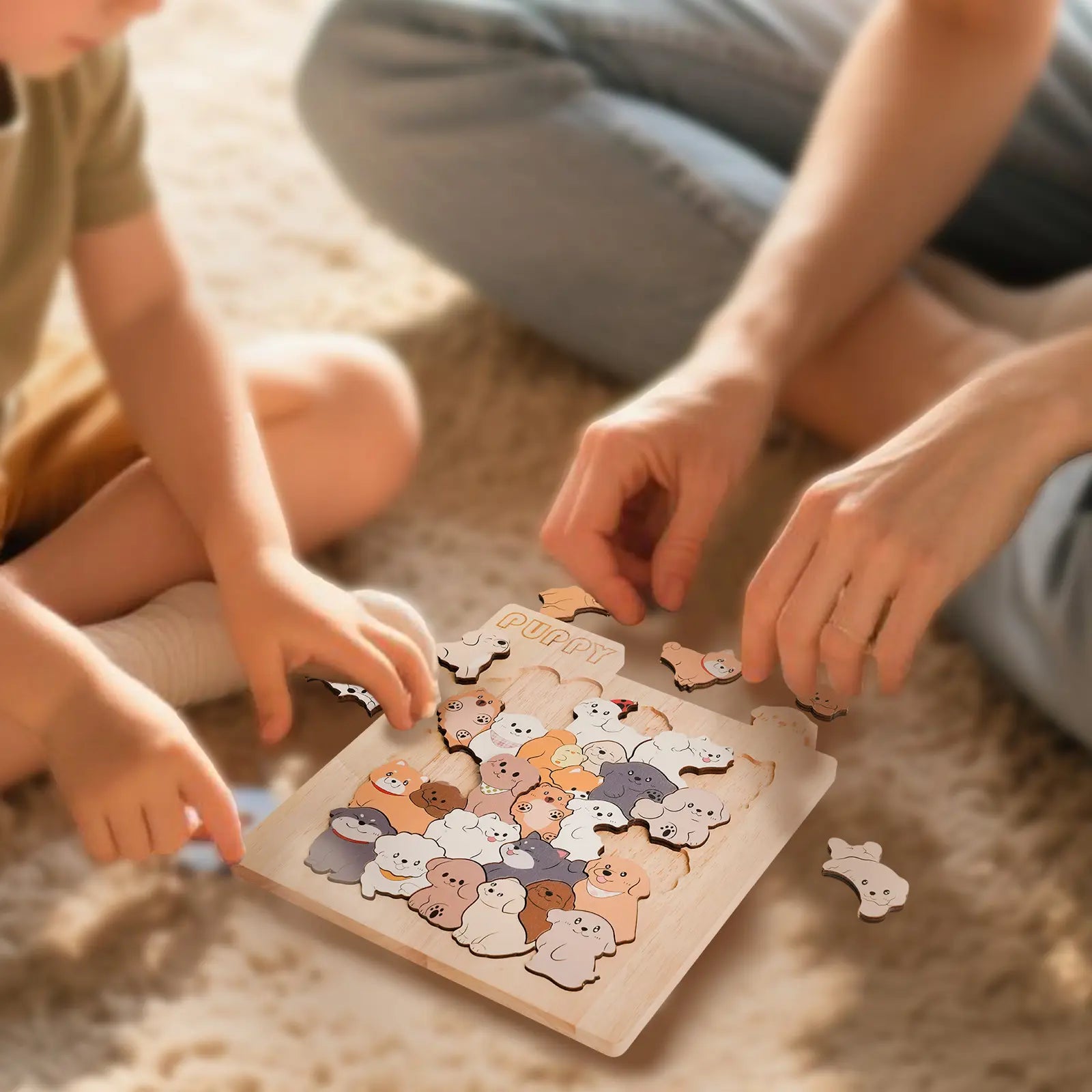 Puppy Wooden Puzzle for Kids 🐶 | Safe Big Pieces & Adorable Dog Designs