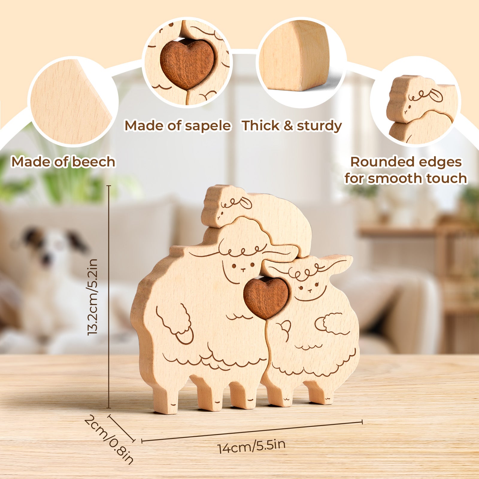 Wooden Sheep Family Set - Adorable Farmhouse Decor & Personalized Gift for All Occasions