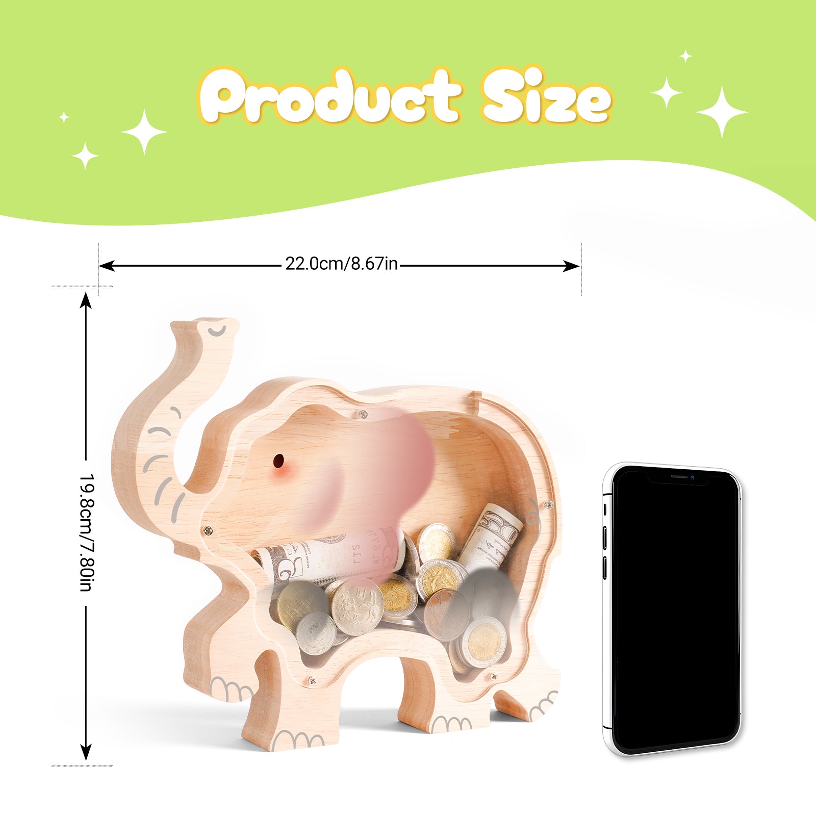 Majestic Wooden Elephant Piggy Bank: A Treasured Gift for Savers & Animal Lovers