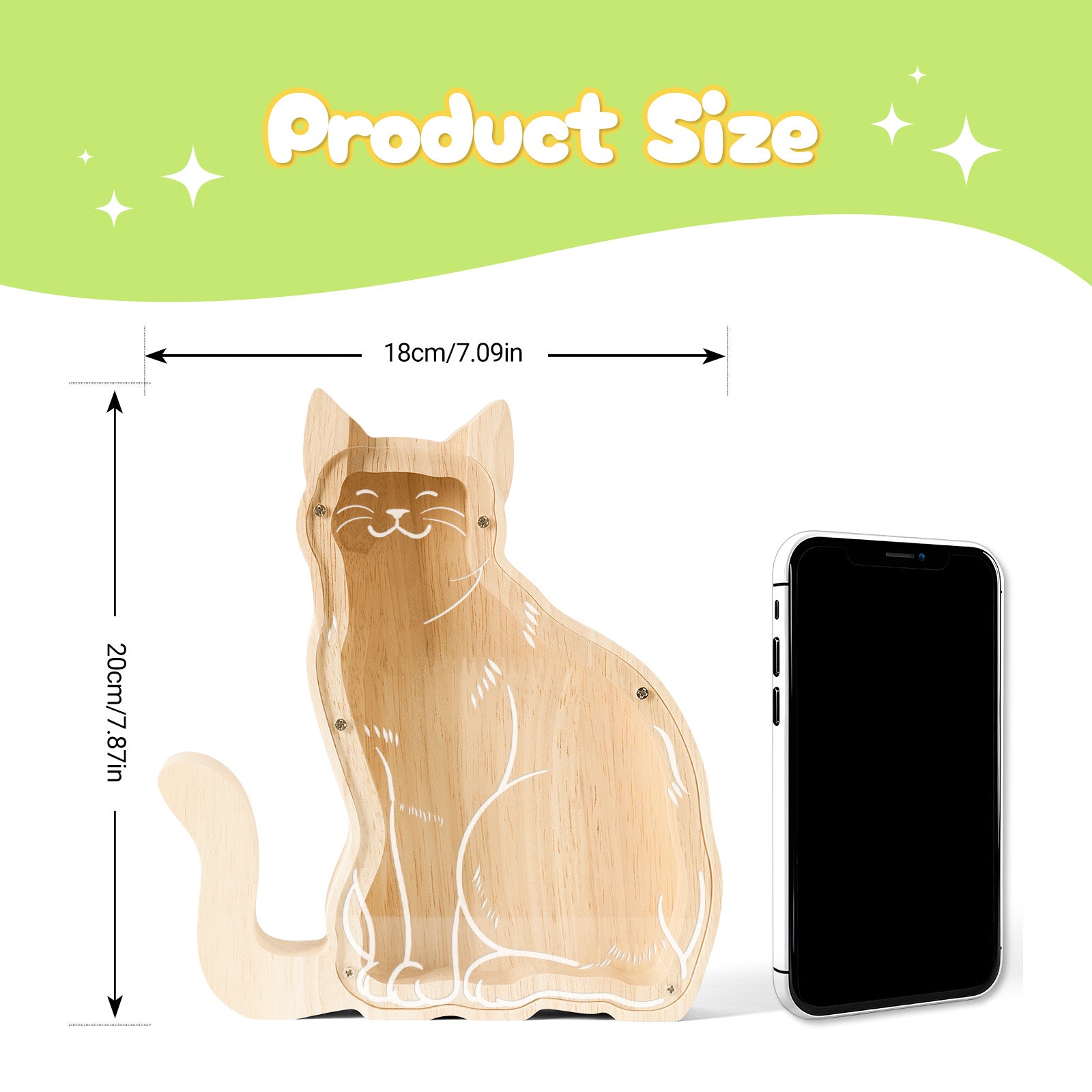 Wooden Cat Piggy Bank: Animal Style, Indestructible, Perfect Gift