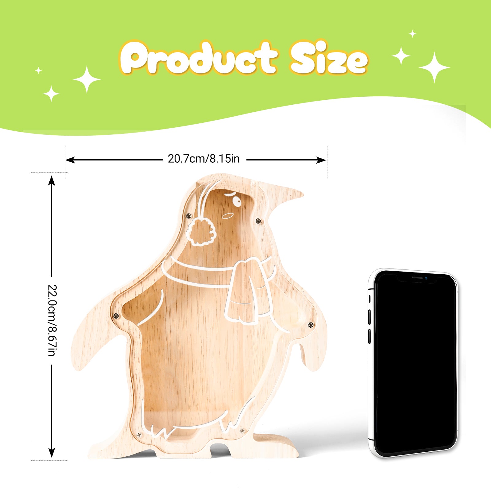 Wooden Penguin Piggy Bank: Animal Style, Indestructible, Great Gift