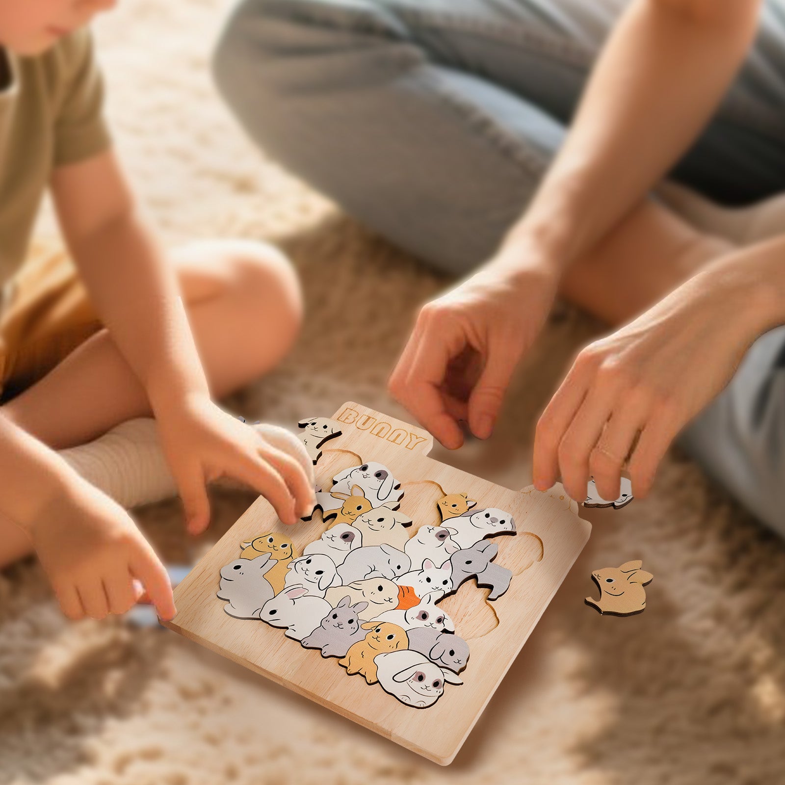 🐰Bunny Friends Big-Piece Wooden Puzzle for Kids