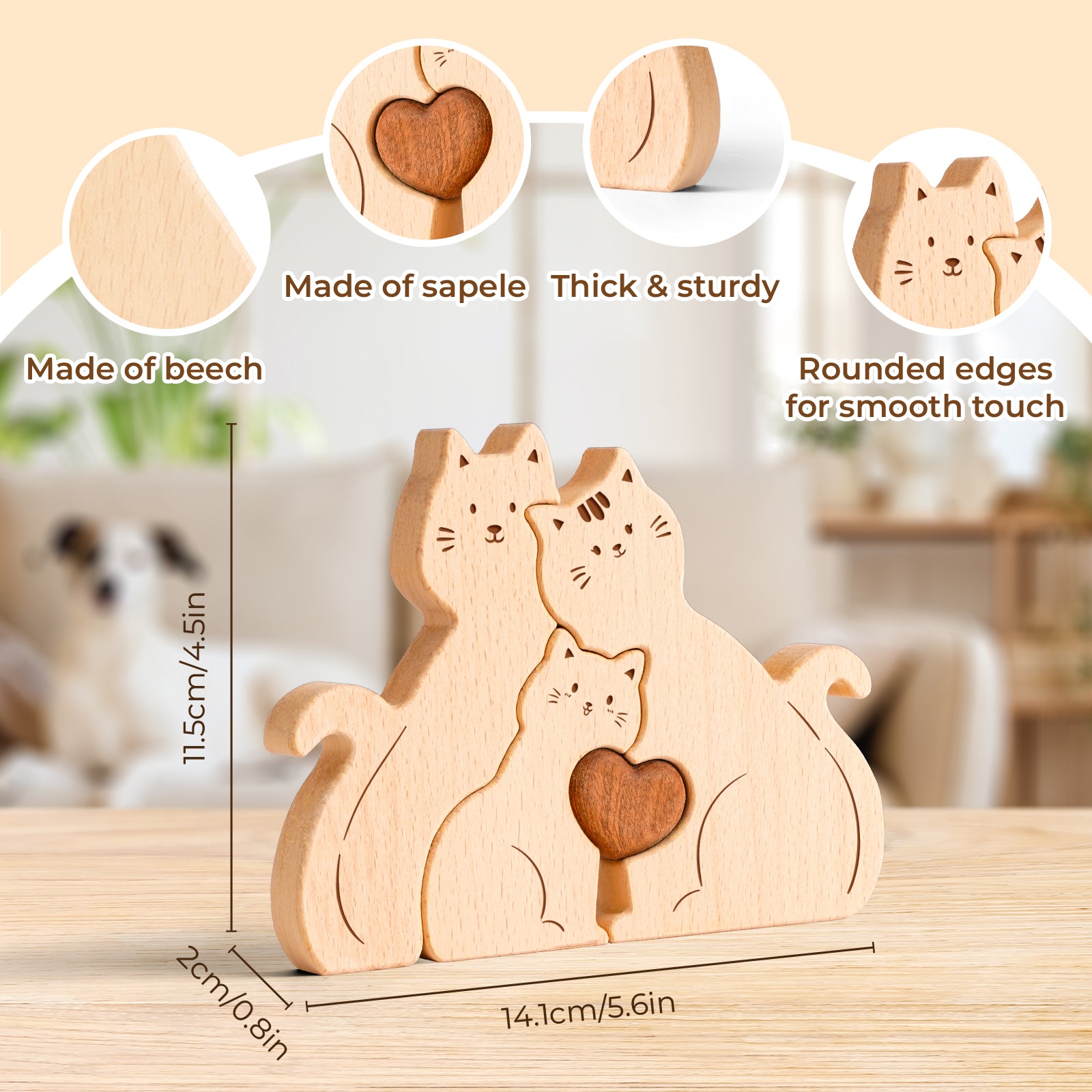 Wooden Cat Family Puzzle