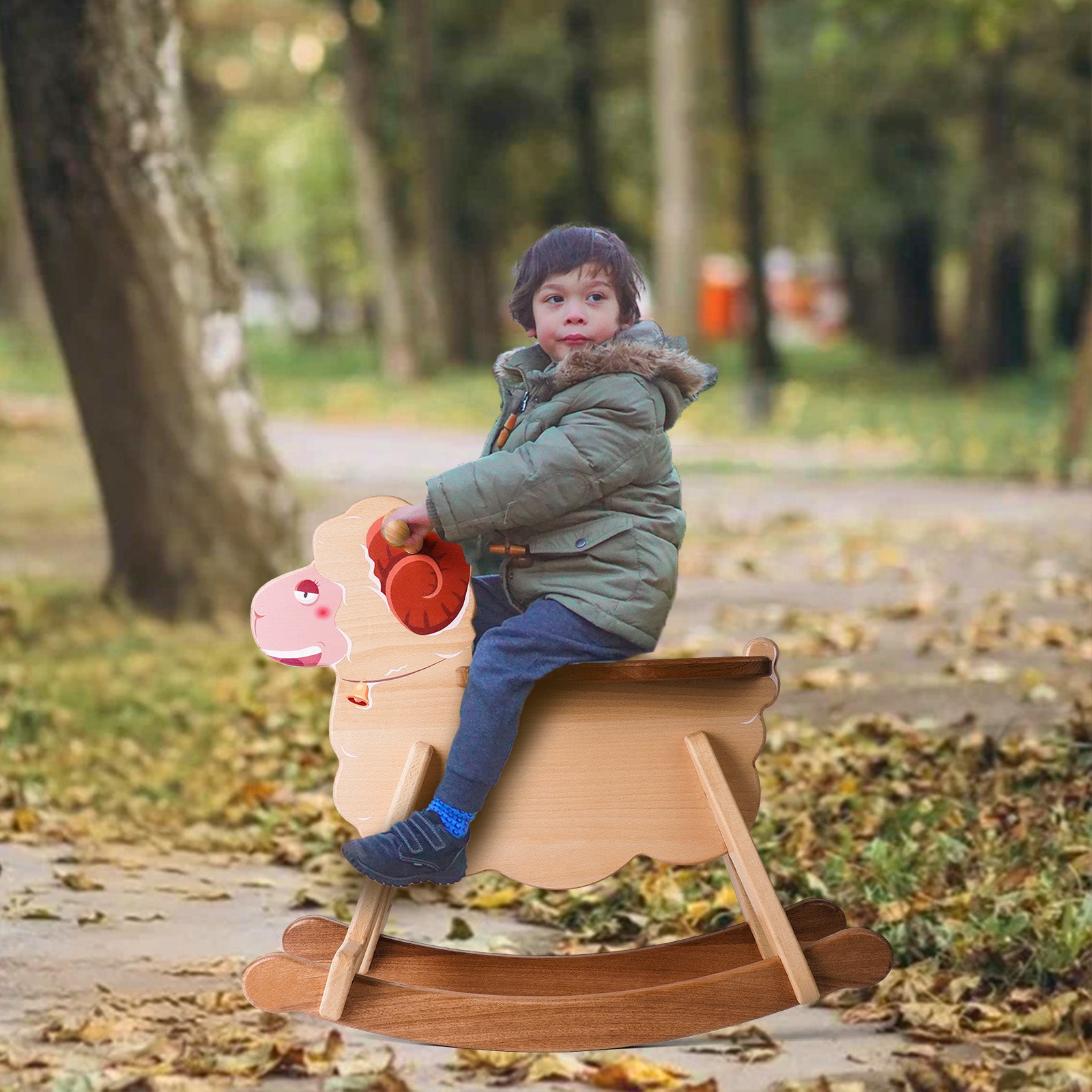 Whimsical Wooden Rocking Sheep - Adorable Ride-On Toy for Toddlers