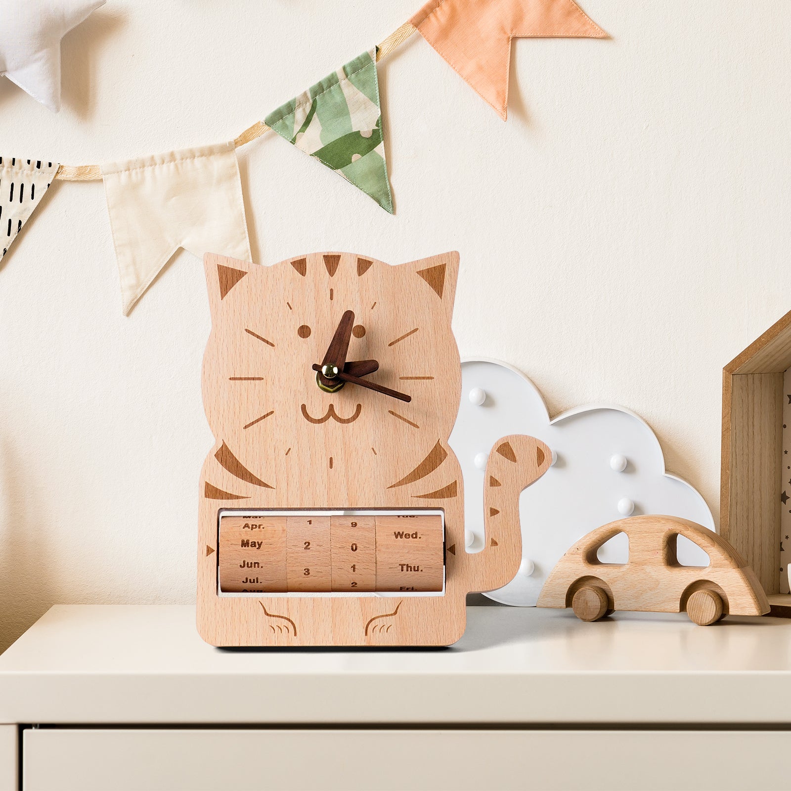 Whimsical Cat Calendar Clock - Purr-fect Timekeeper & Desk Decor