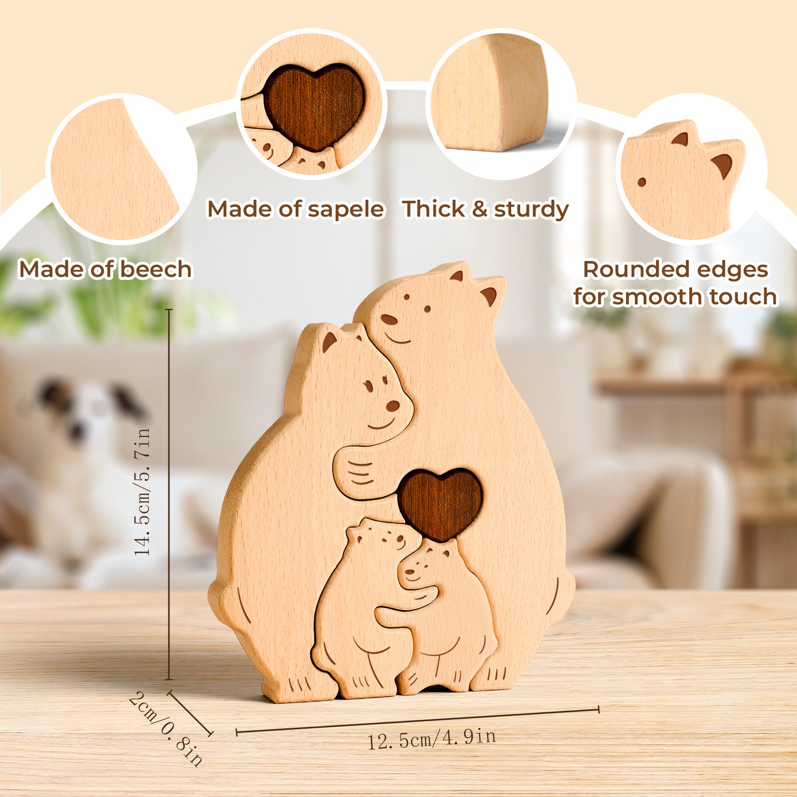 Wooden Bear Family Set - Adorable Personalized Home Decor & Heartwarming Gift