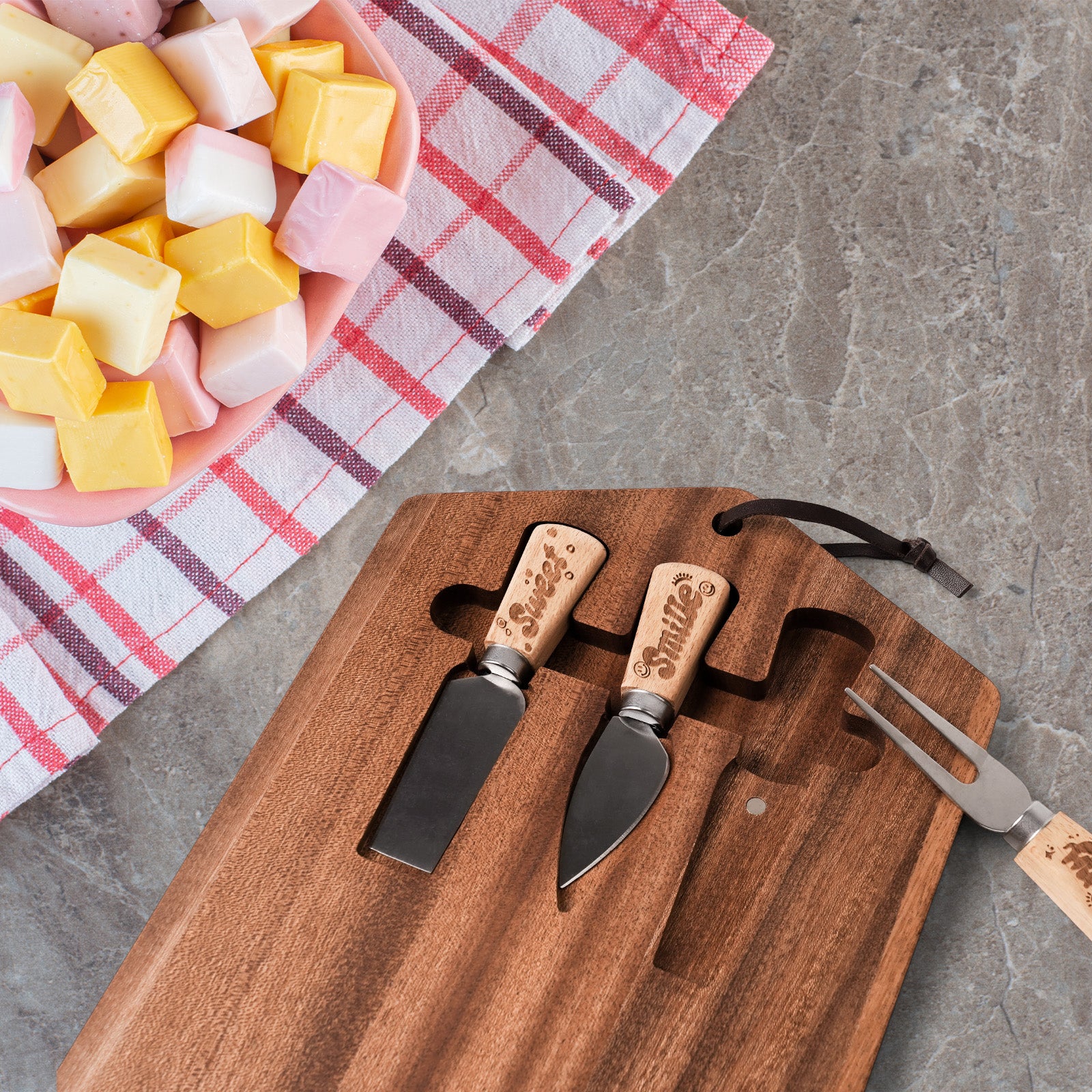 Wooden Cheese Knife Set with Starry Cutting Board – Perfect Gift for Kids & Families