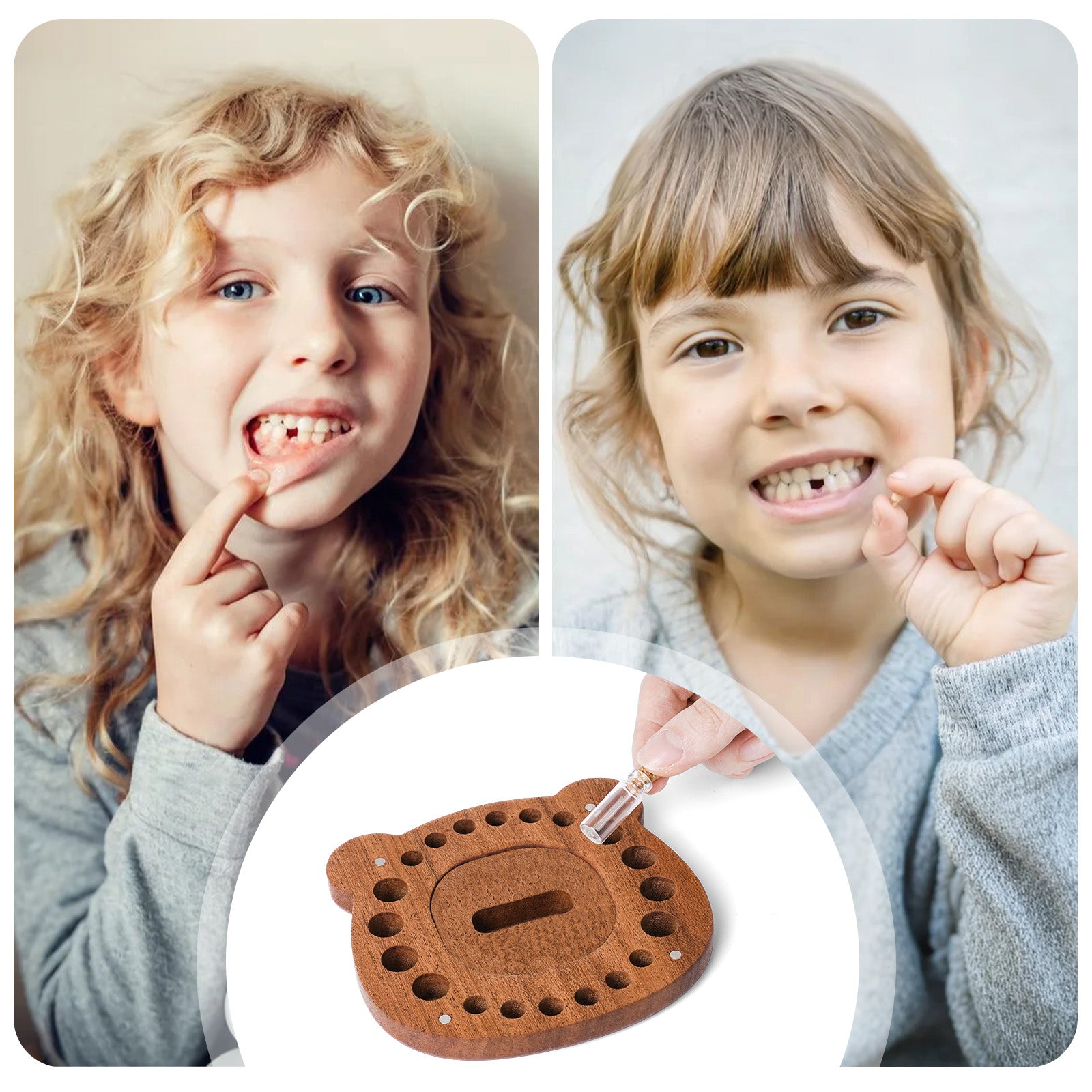 Tooth Fairy Keepsake Box - Handcrafted Wooden Tooth Treasure Chest for 20 Baby Teeth