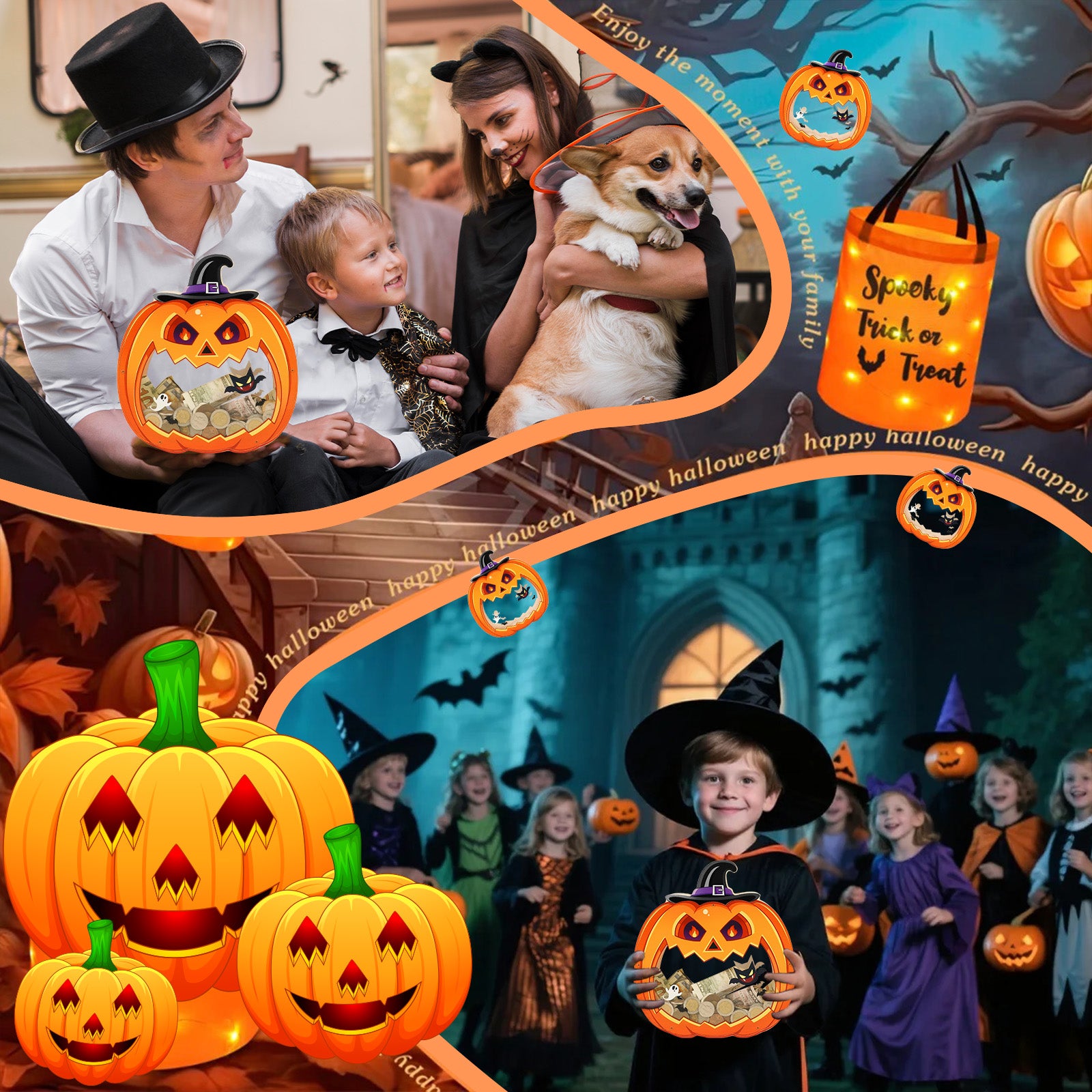 Halloween Pumpkin Transparent Coin Bank – Cute Jack-o'-Lantern Money Saver for Kids & Holiday Decor