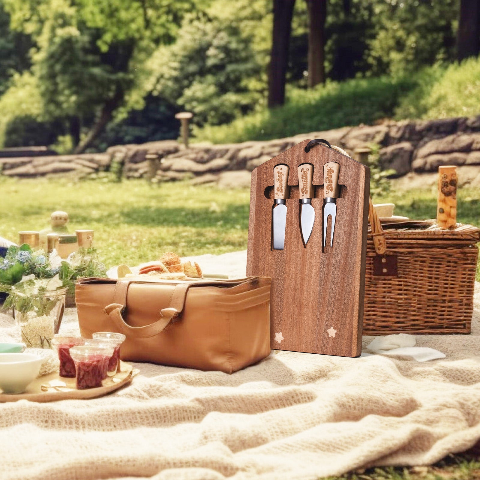 Wooden Cheese Knife Set with Starry Cutting Board – Perfect Gift for Kids & Families