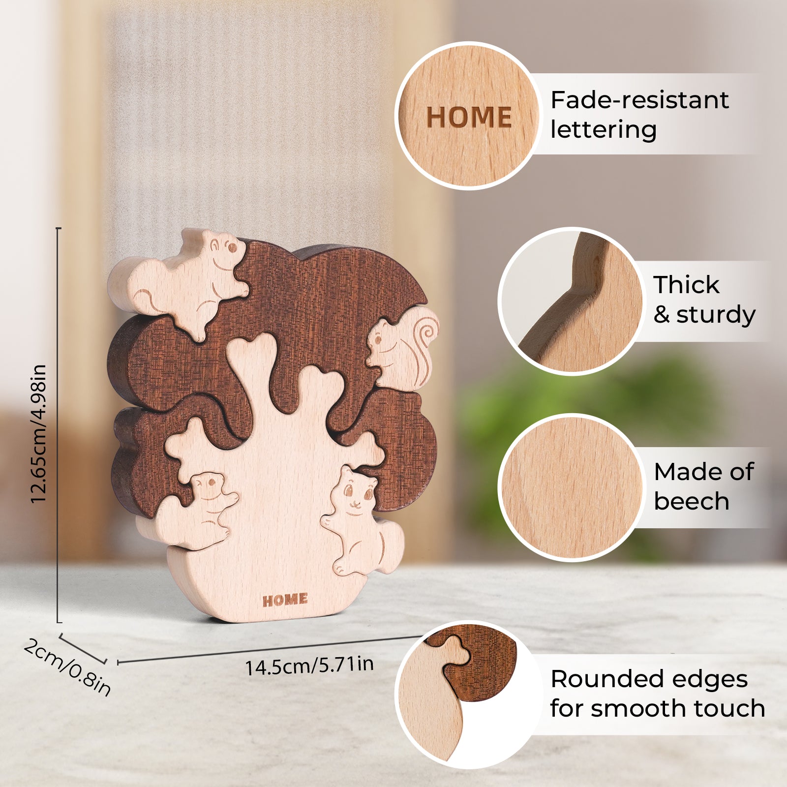 "Whimsical Squirrel Tree" Wooden Hugging Statue - Playful Forest Decor & Gift