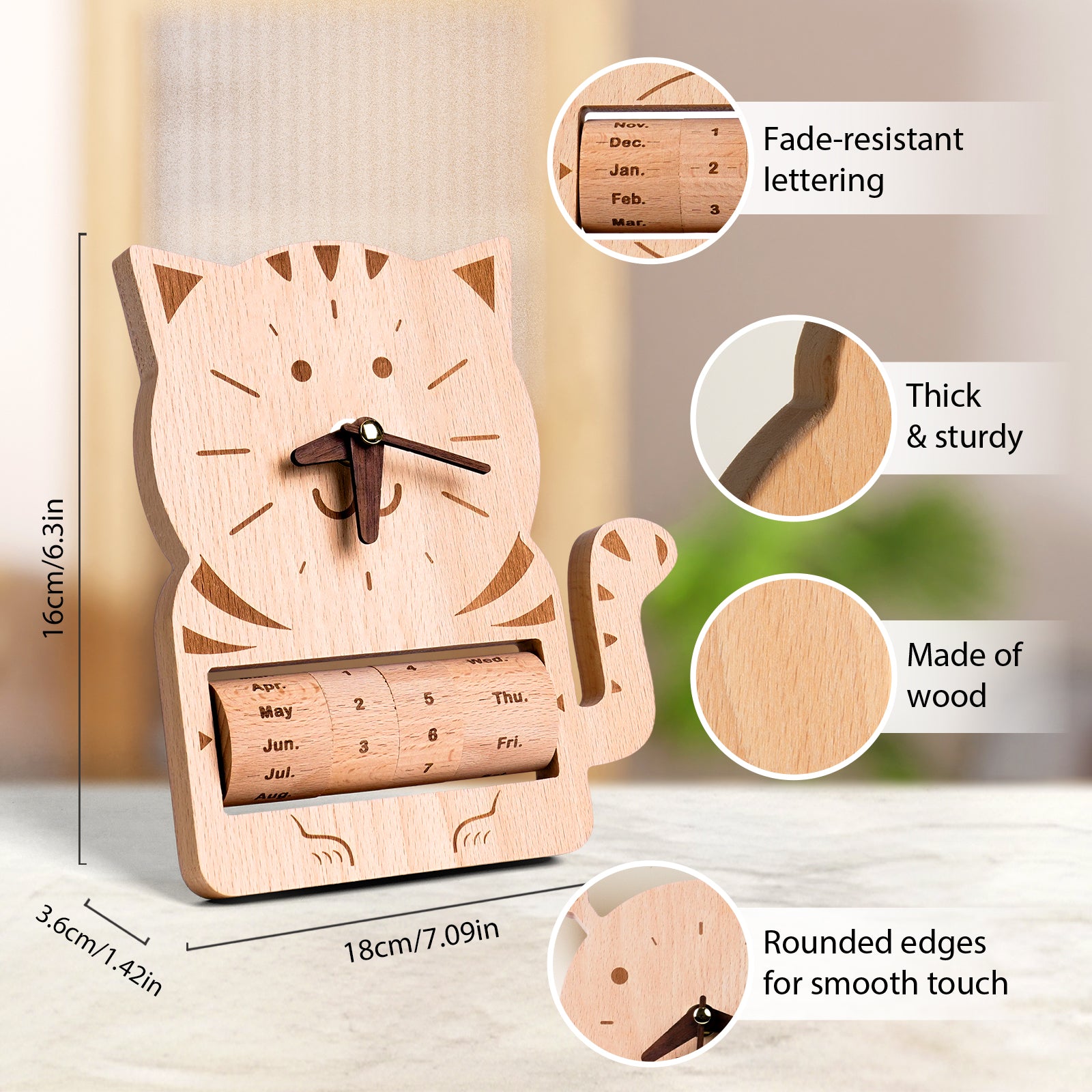 Whimsical Cat Calendar Clock - Purr-fect Timekeeper & Desk Decor