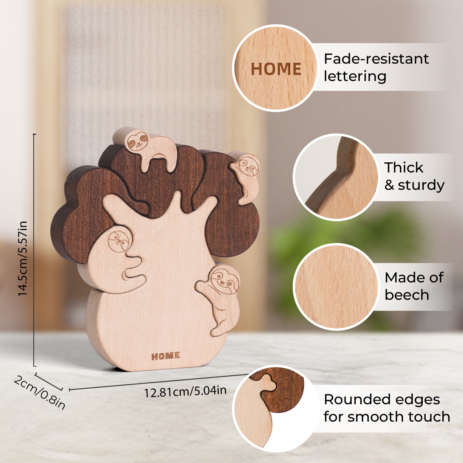 "Sloth Sanctuary" Wooden Hugging Statue - Charming Slow Living Decor & Gift