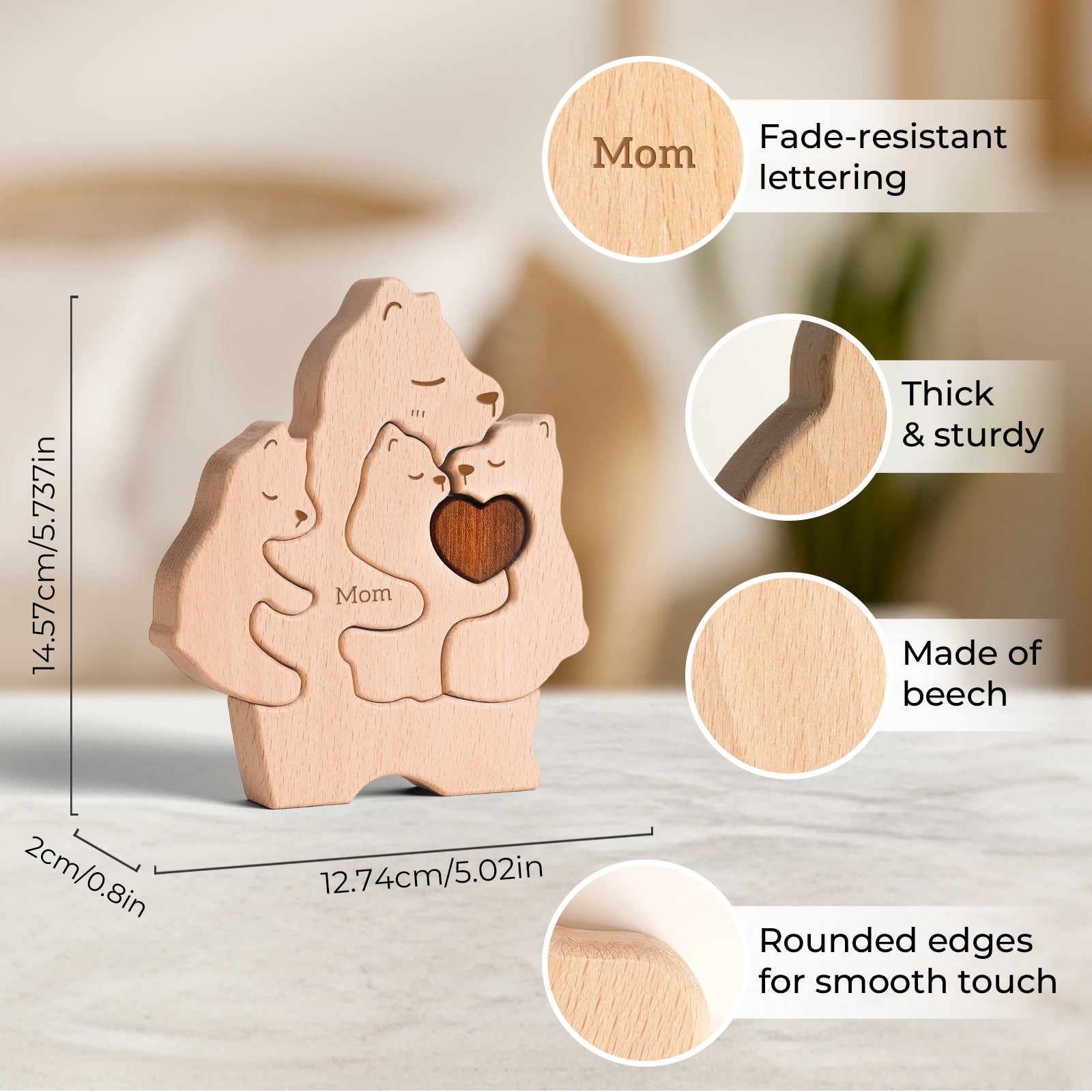 Bear Family Puzzle: Cozy Decor, Rustic Family Gift