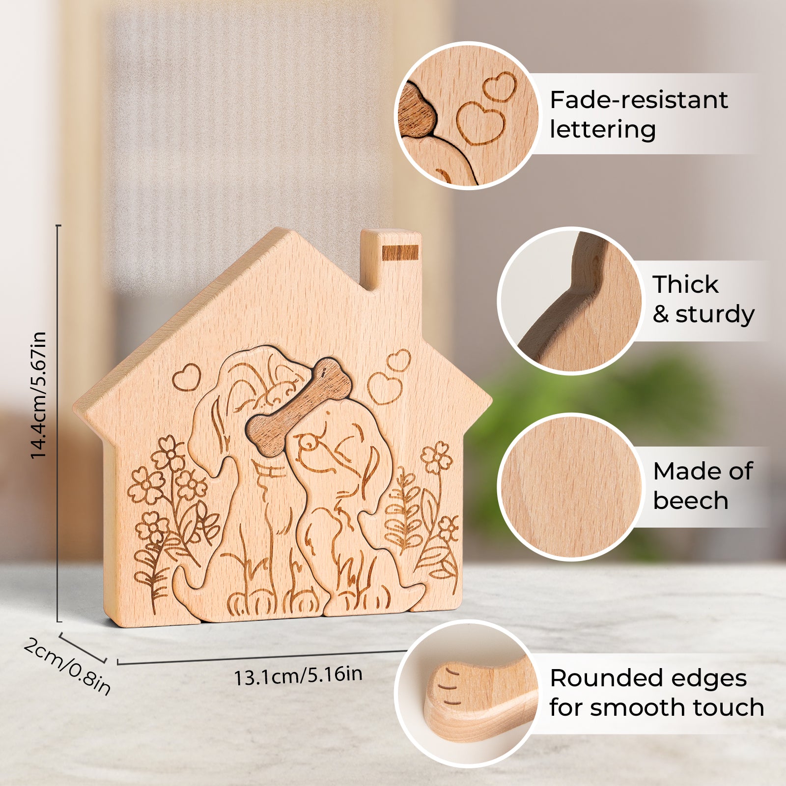 Wooden "Doggy Love" Hugging Statue - Heartwarming Home Decor & Pet Lover's Gift