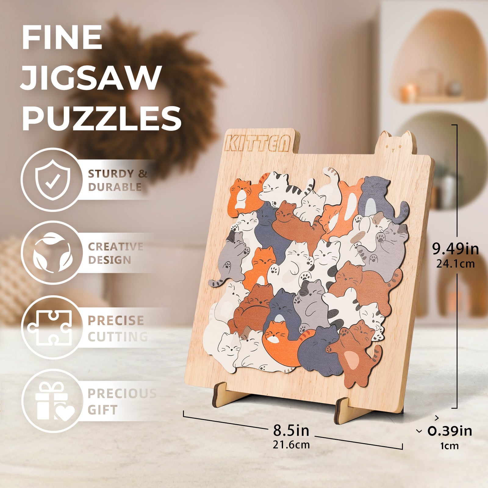 Kitty Friends Big-Piece Wooden Puzzle for Kids 🐱